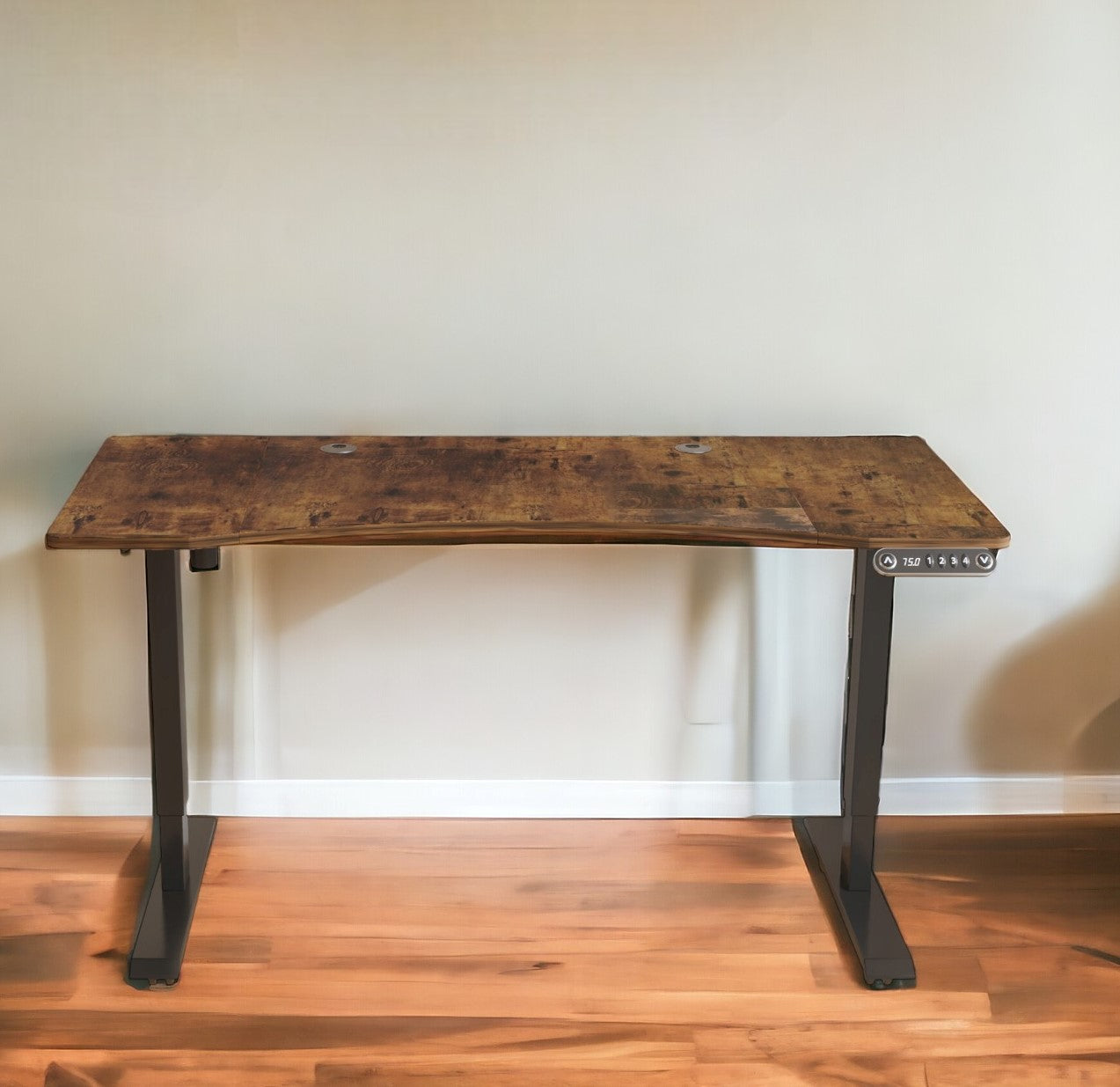 55" Adjustable Brown And Black And Black Unique Standing Desk