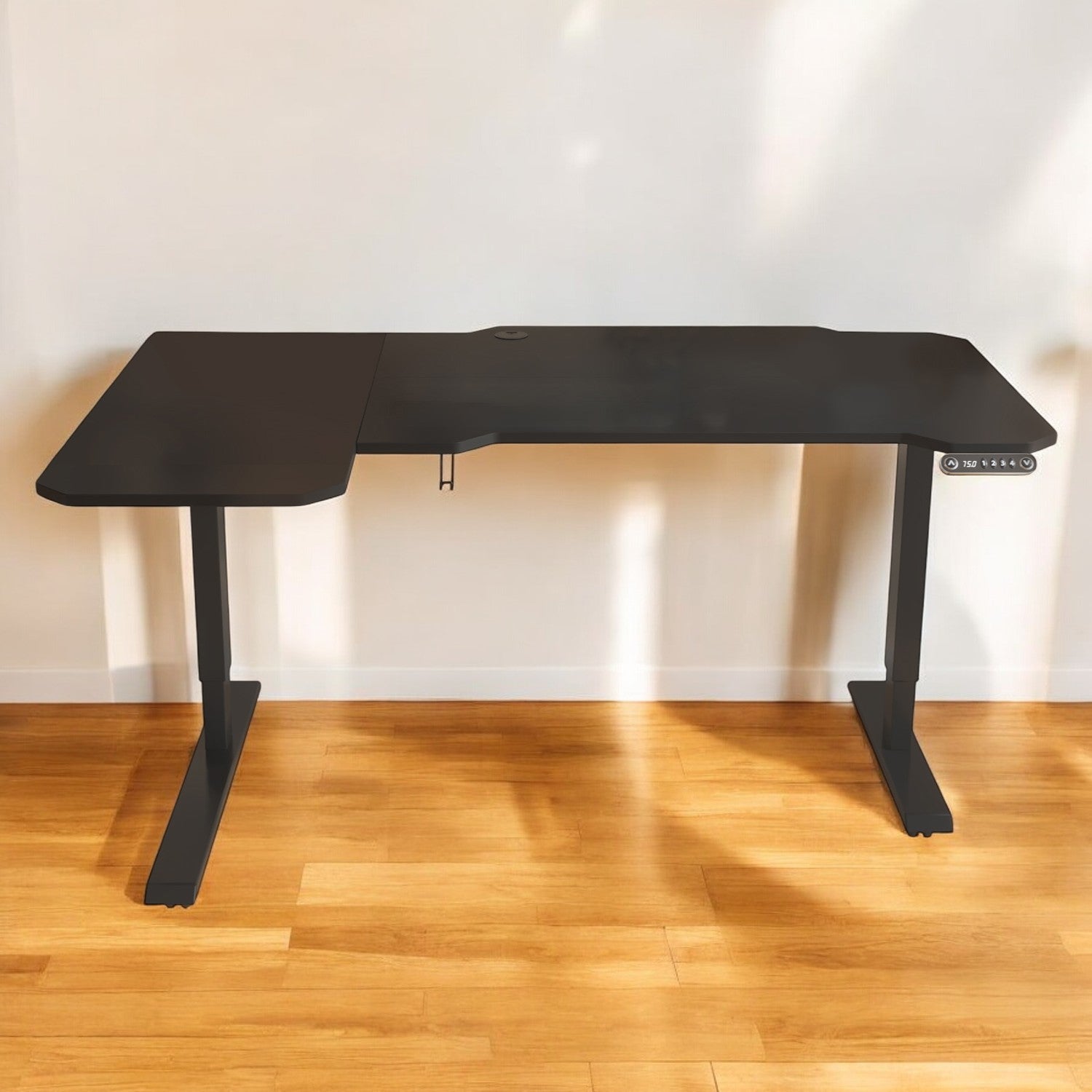 59" Adjustable Black L Shape Standing Desk