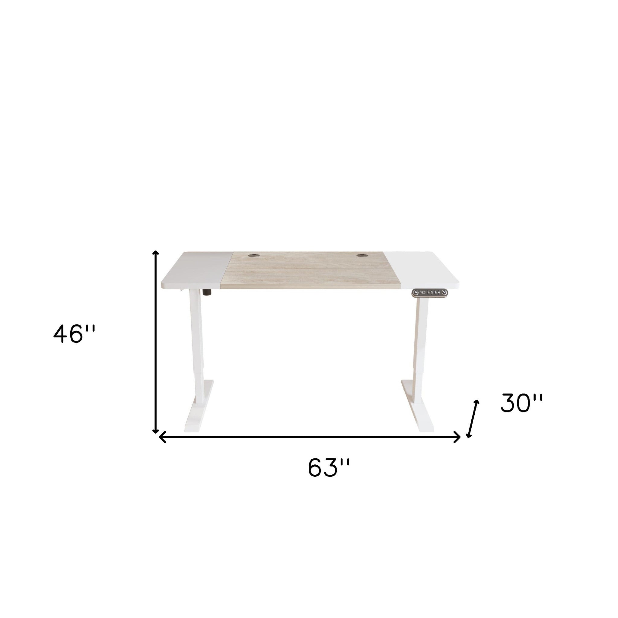 63" Adjustable White Standing Desk