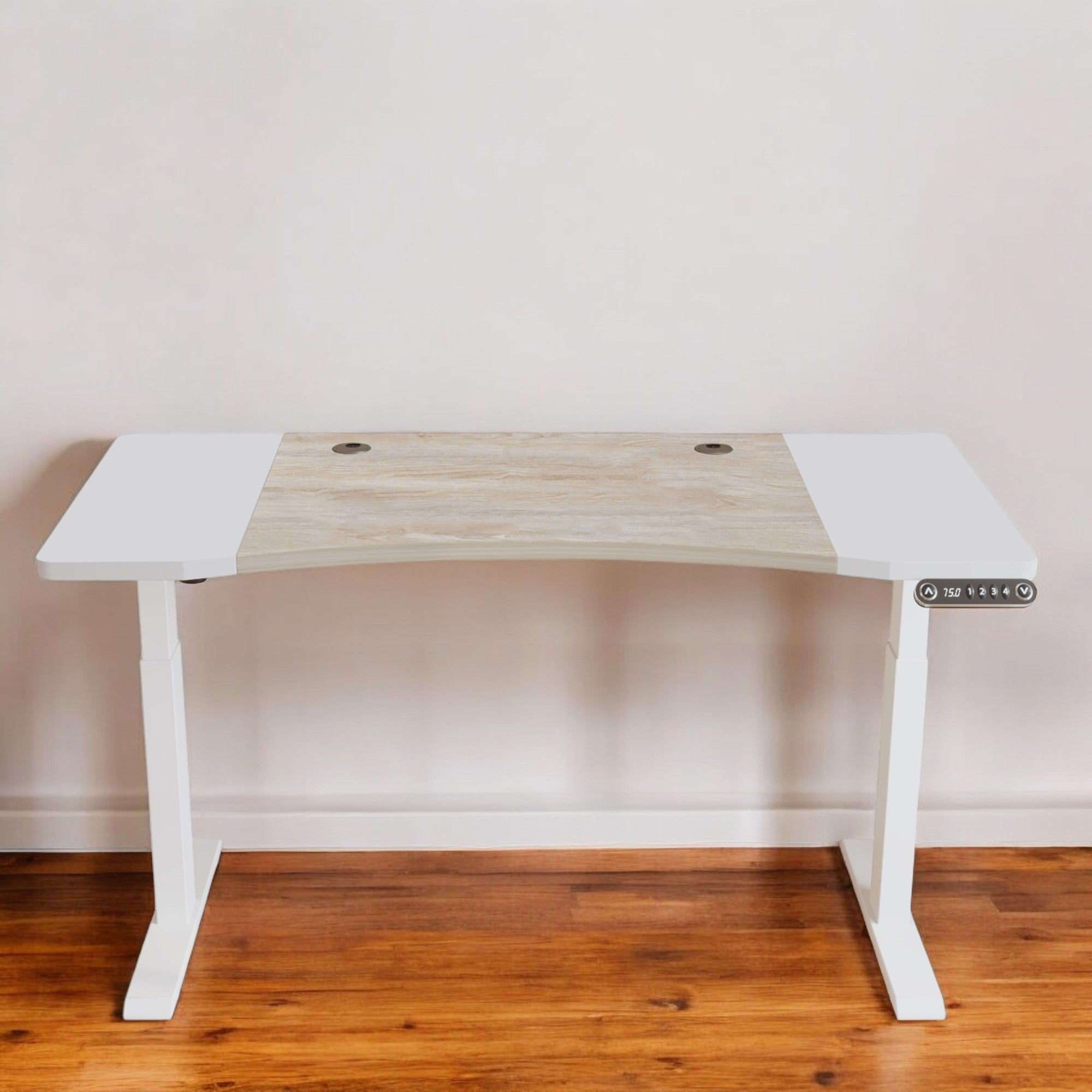 63" Adjustable Brown and White Standing Desk