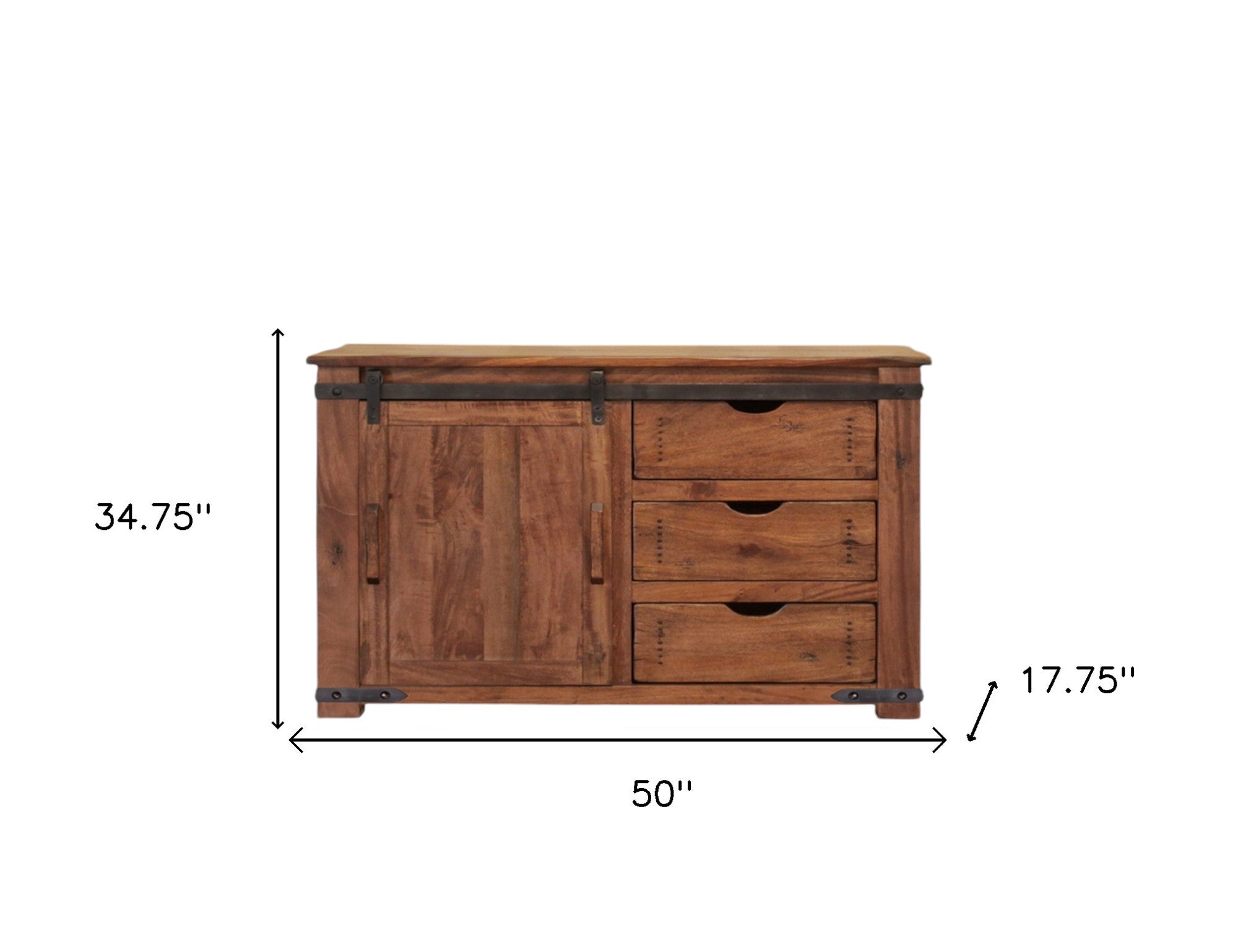 50" Brown Solid Wood Enclosed Storage Distressed TV Stand