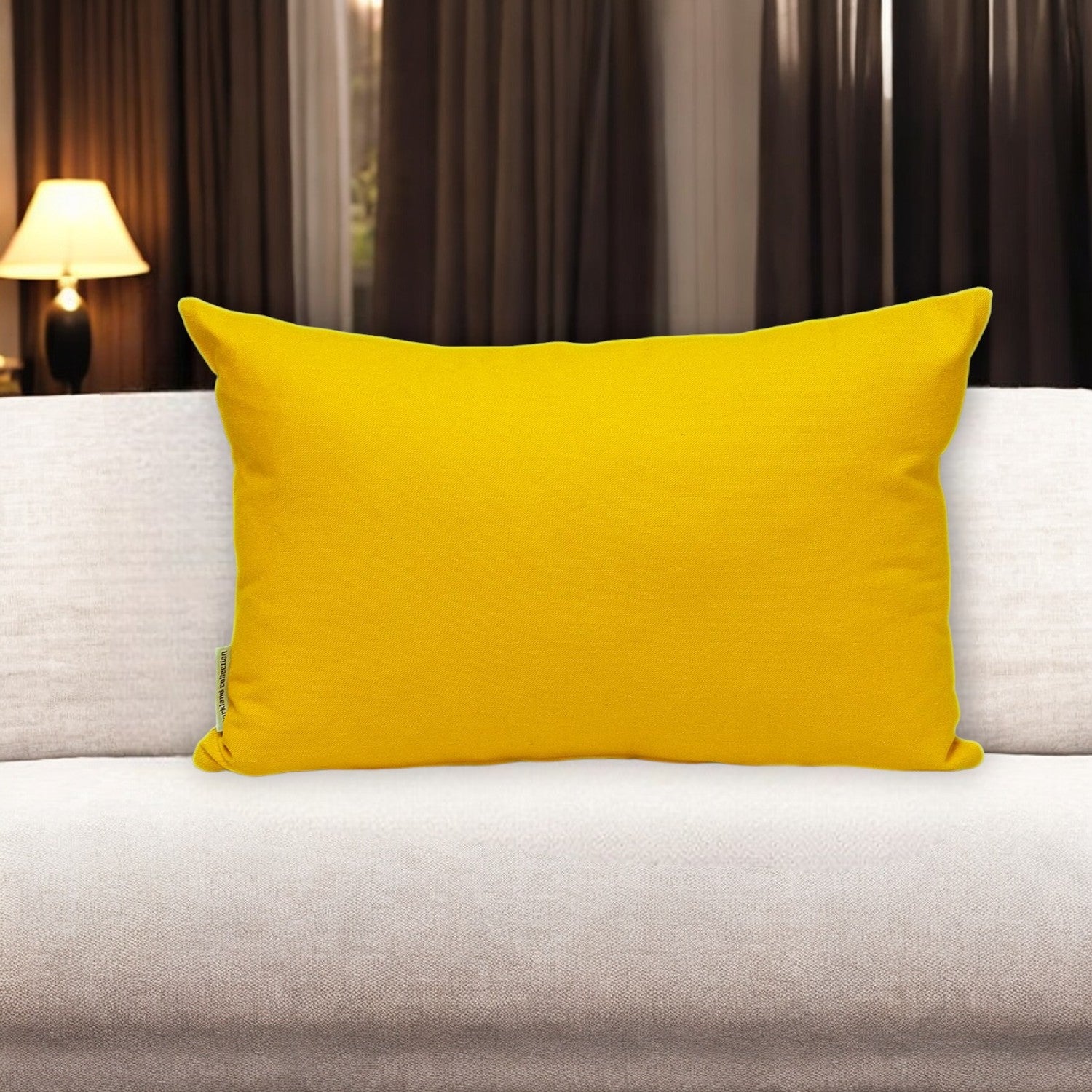 12" X 18" Yellow Cotton Lumbar Throw Pillow