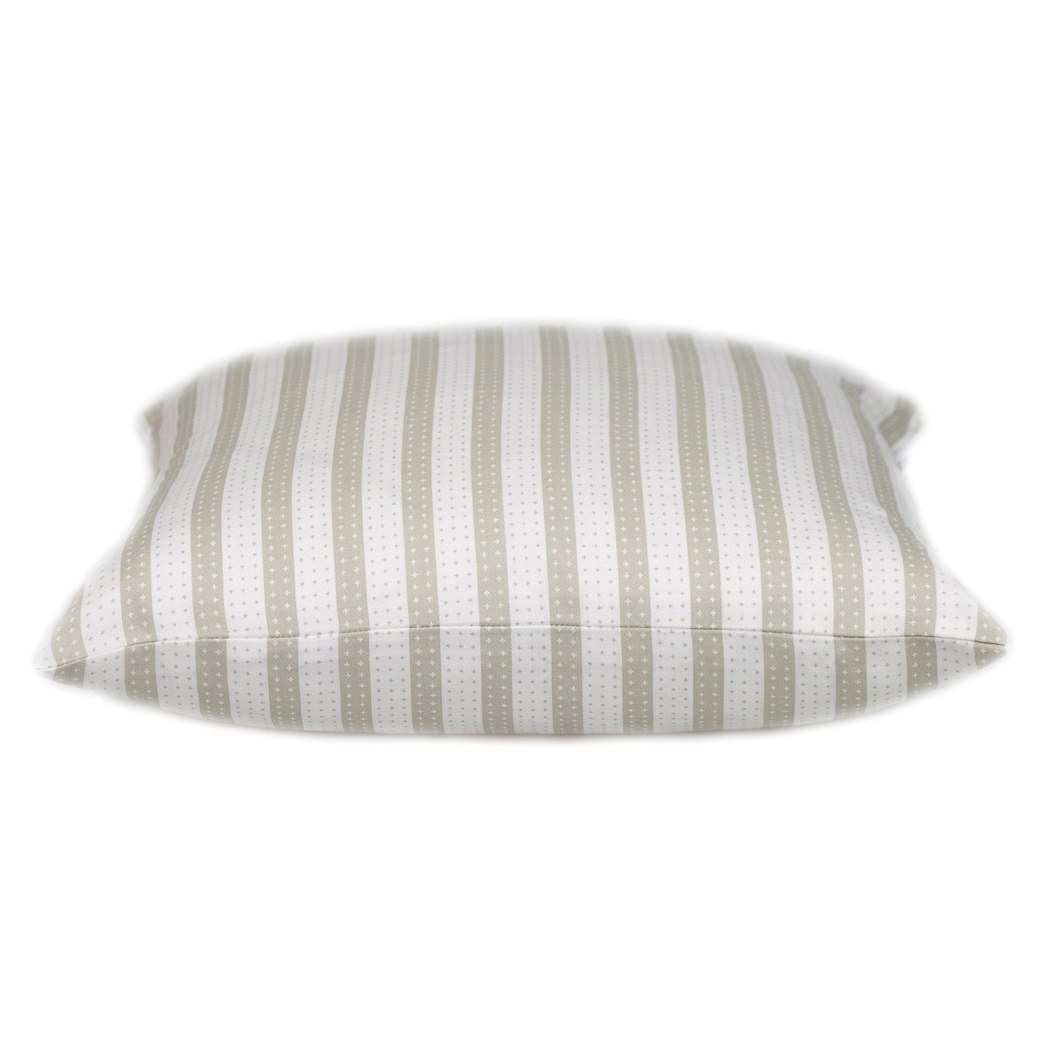 16" Taupe and White Striped Cotton Throw Pillow