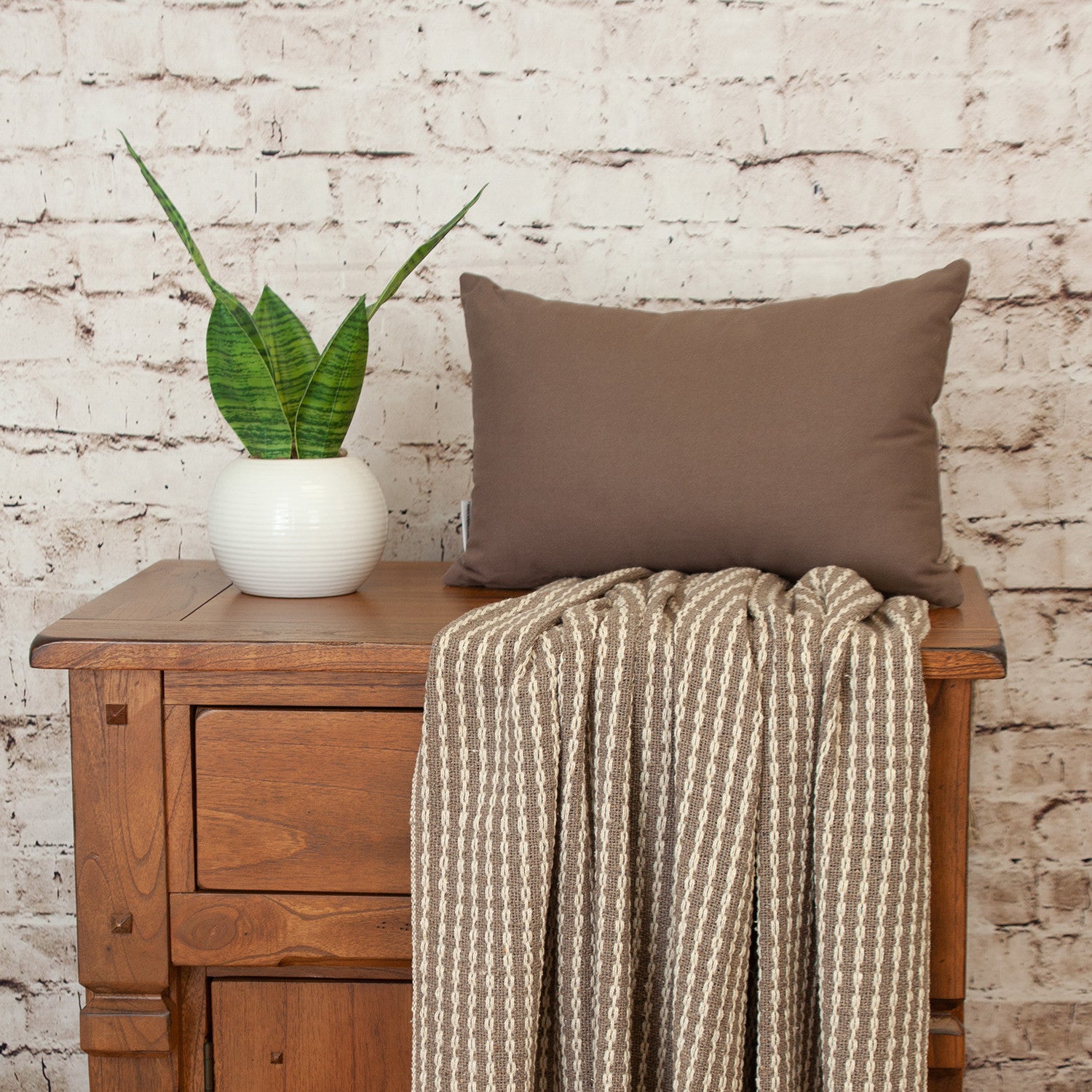 12" X 18" Brown Cotton Throw Pillow