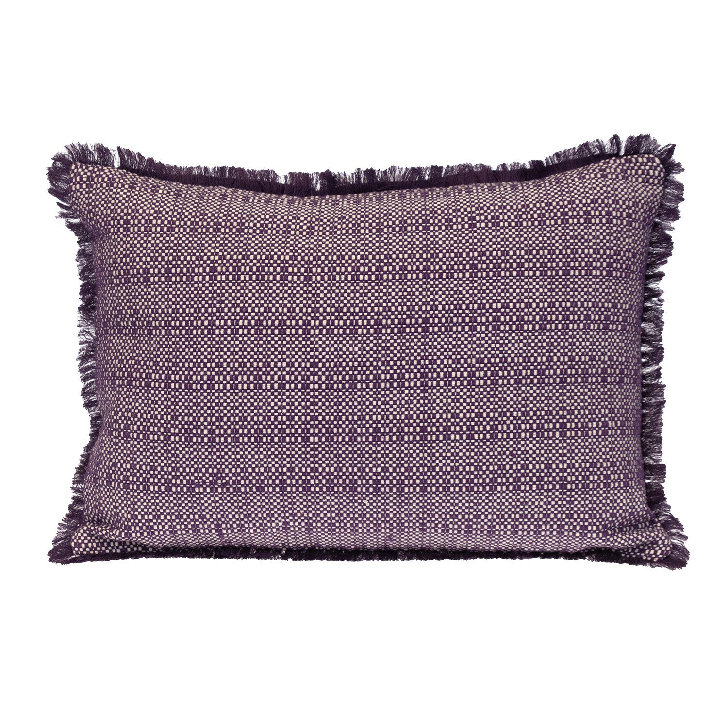 14" X 20" Purple and White Striped Cotton Throw Pillow With Fringe