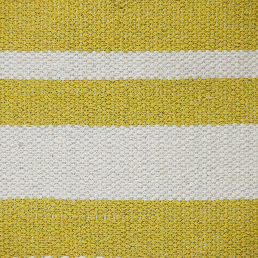 18" Yellow and White Striped Cotton Throw Pillow