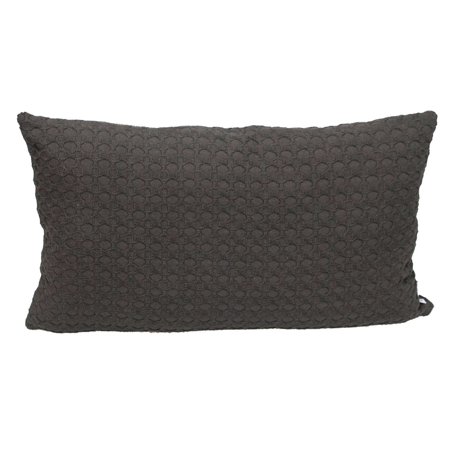 14" X 26" Dark Gray Cotton Lumbar Throw Pillow With Texture