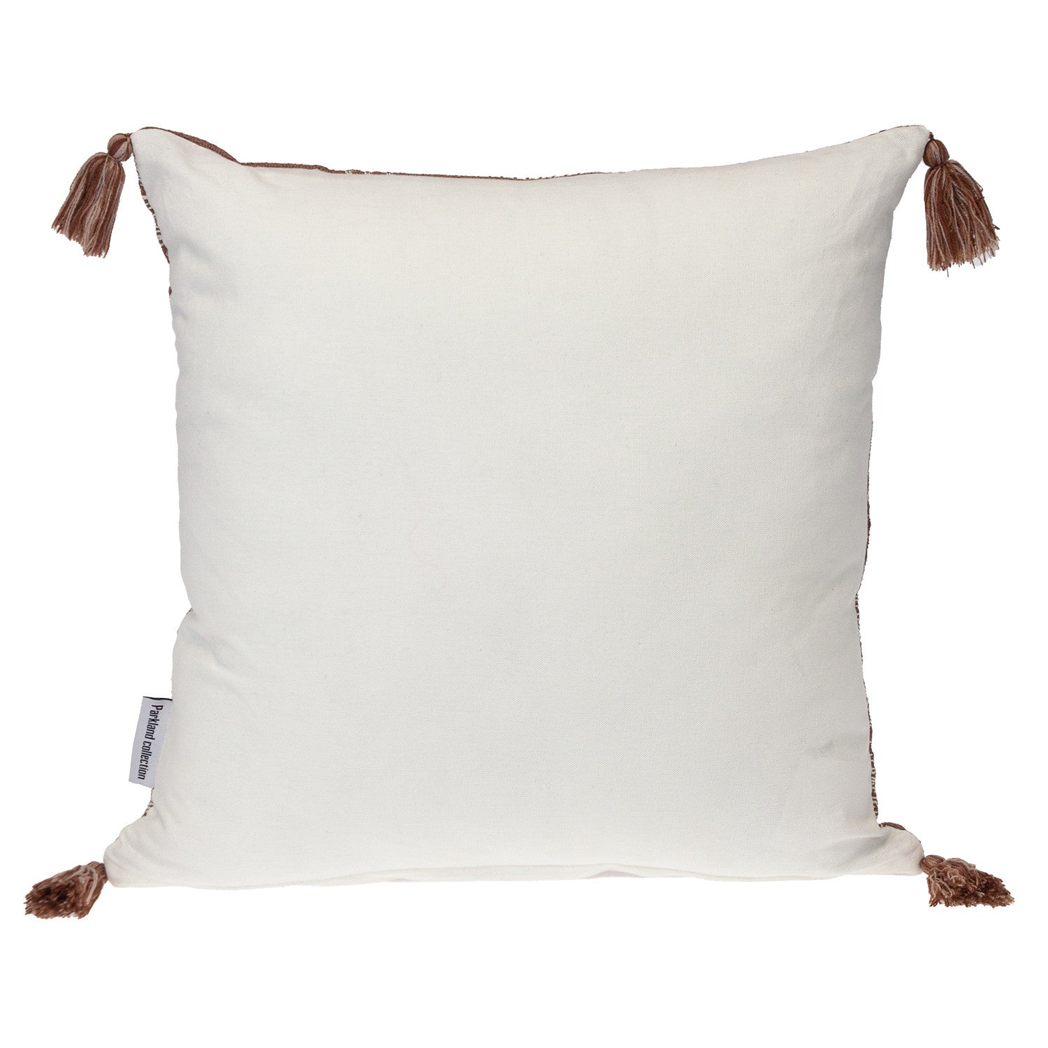 18" Beige and Brown Southwestern Cotton Throw Pillow With Tassels