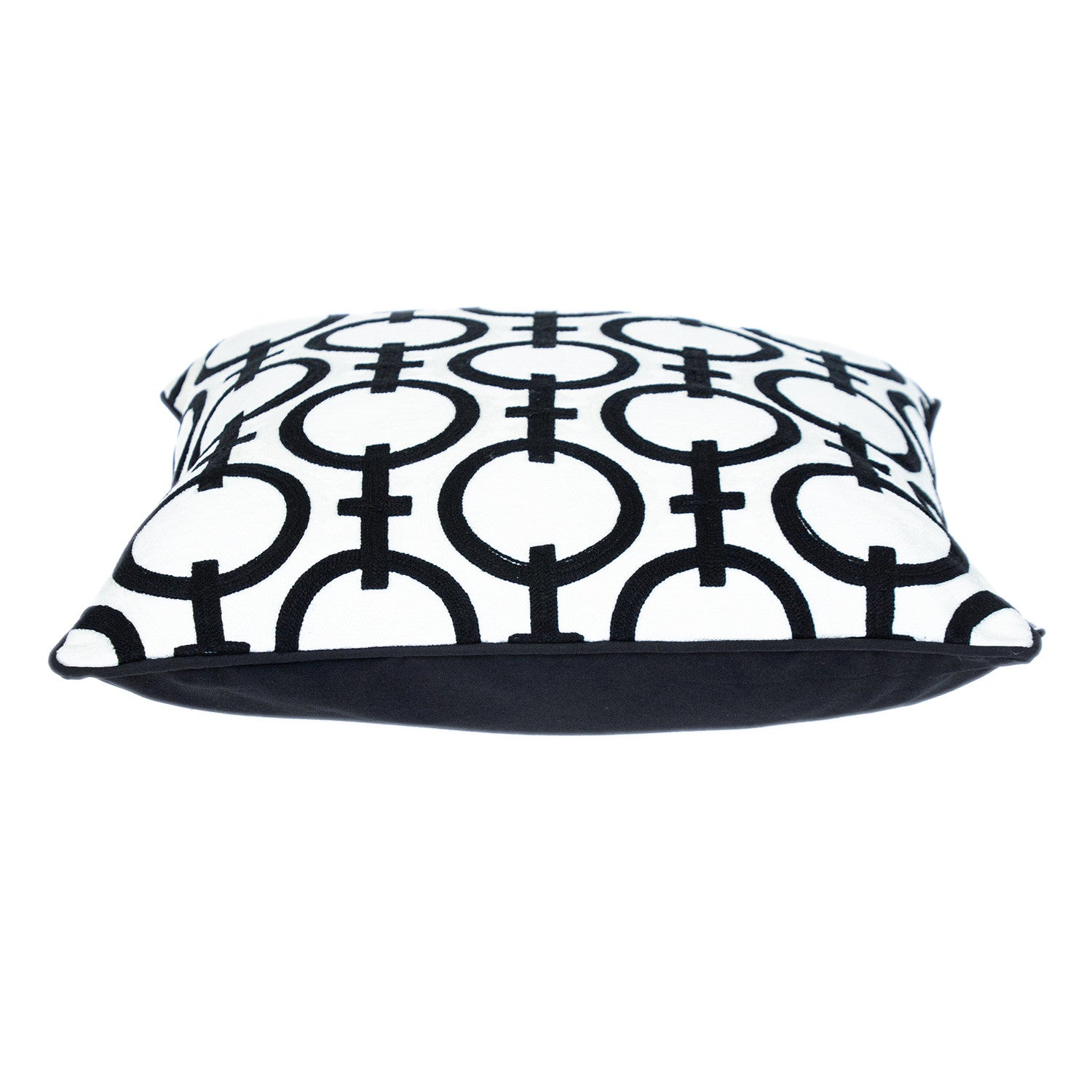 20" Black and White Geometric Cotton Throw Pillow