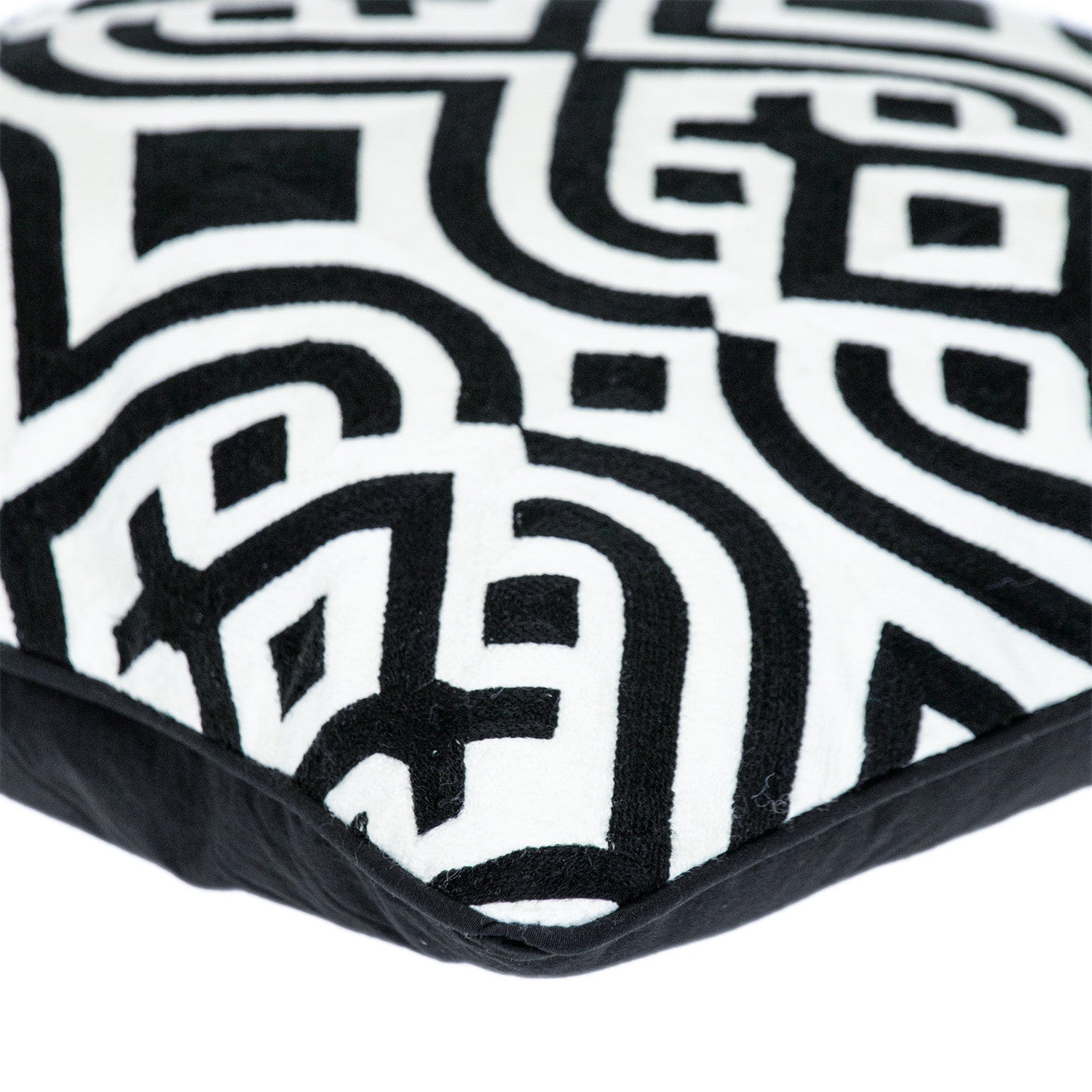 20" Black and White Geometric Cotton Throw Pillow