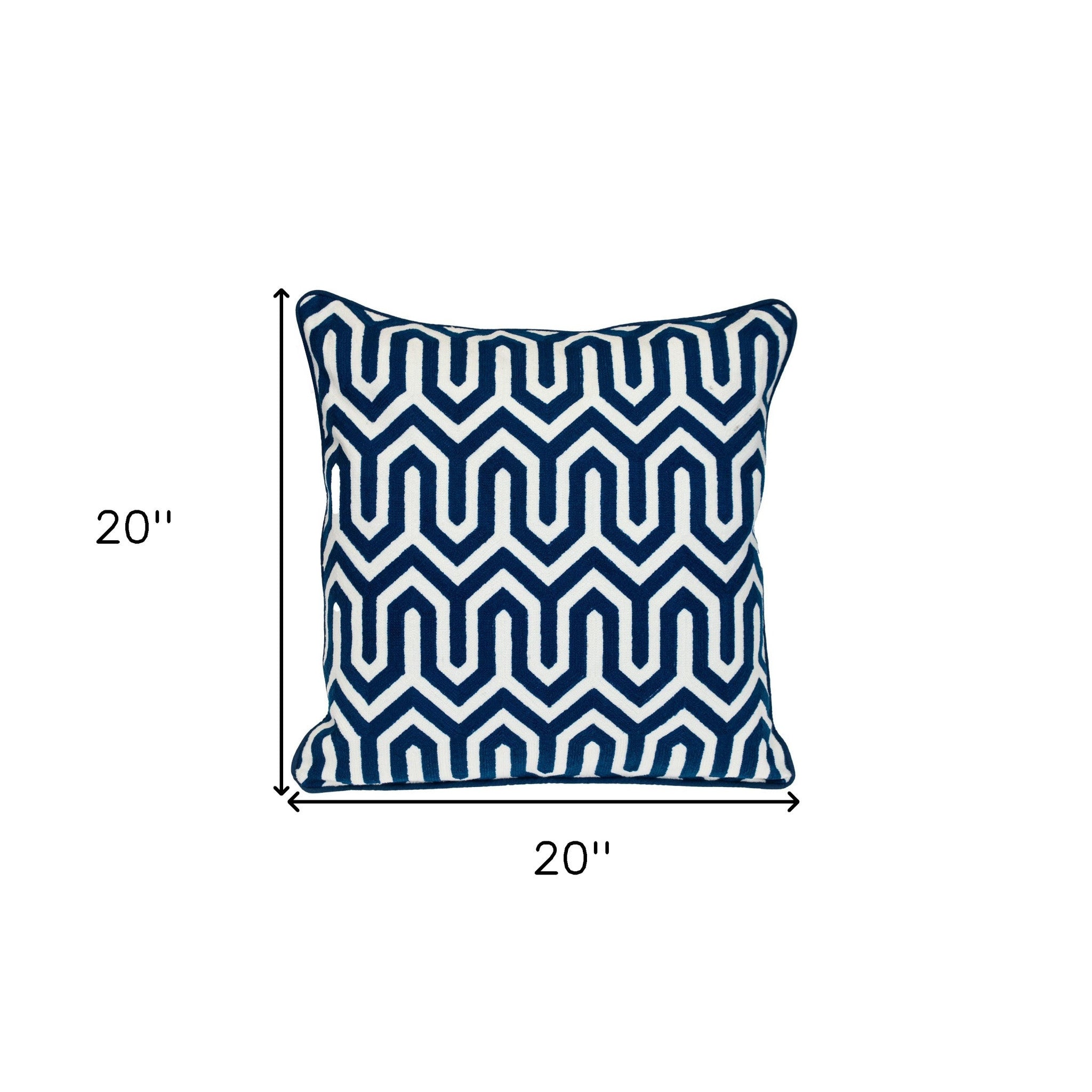 20" Blue Geometric Cotton Throw Pillow