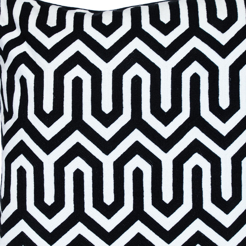 20" Black Geometric Cotton Throw Pillow