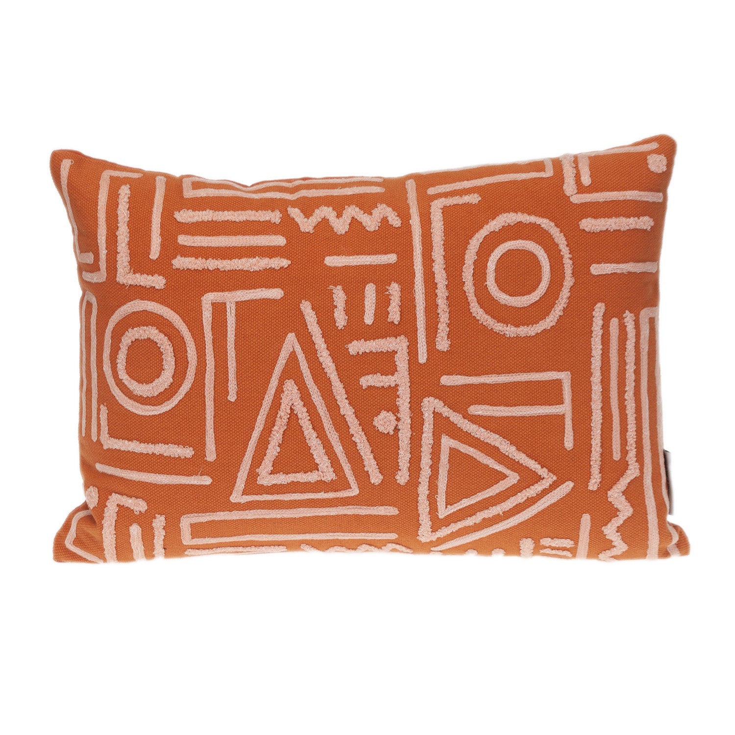 14" X 20" Pink and Orange Geometric Cotton Throw Pillow