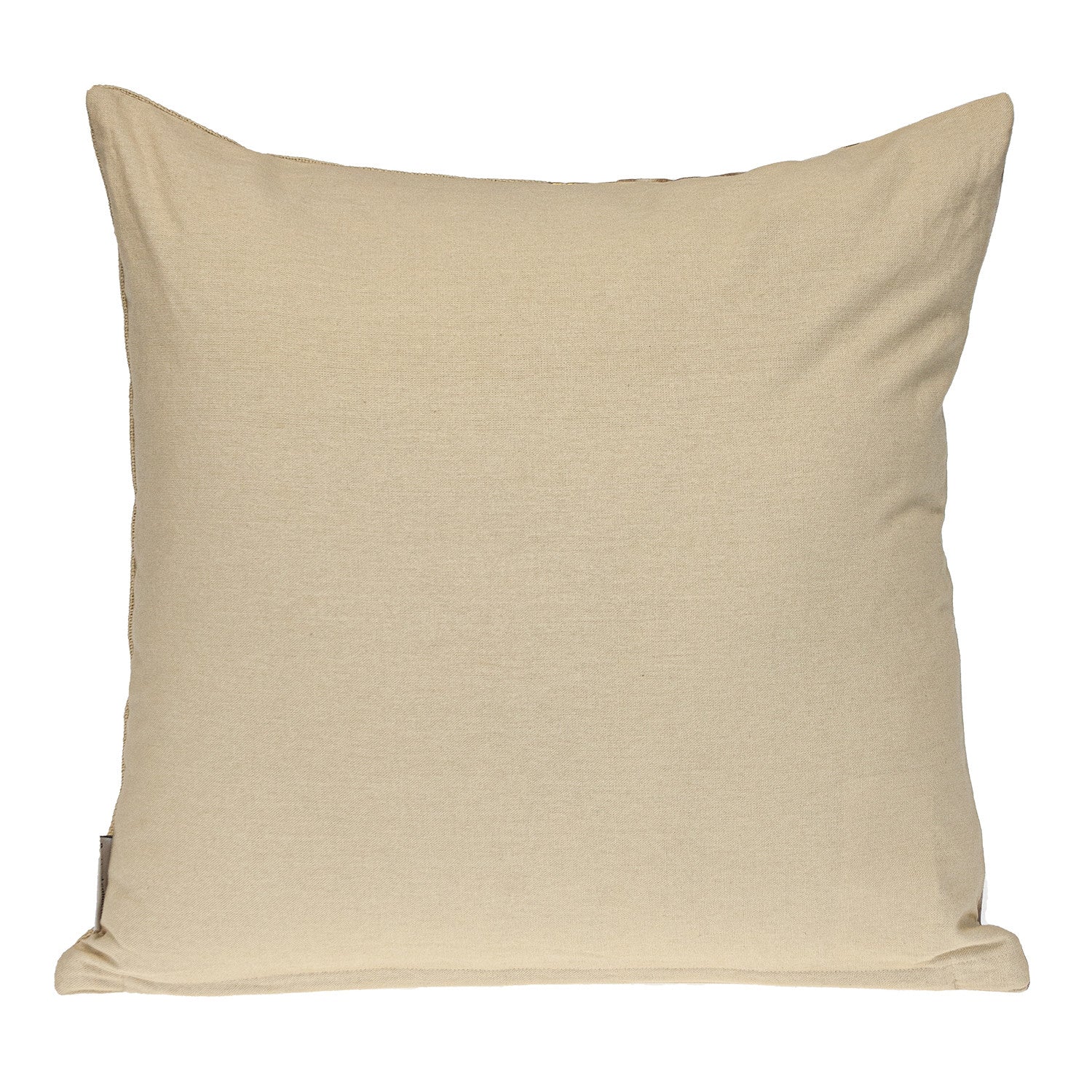 20" Beige and Gold Striped Cotton Blend Throw Pillow