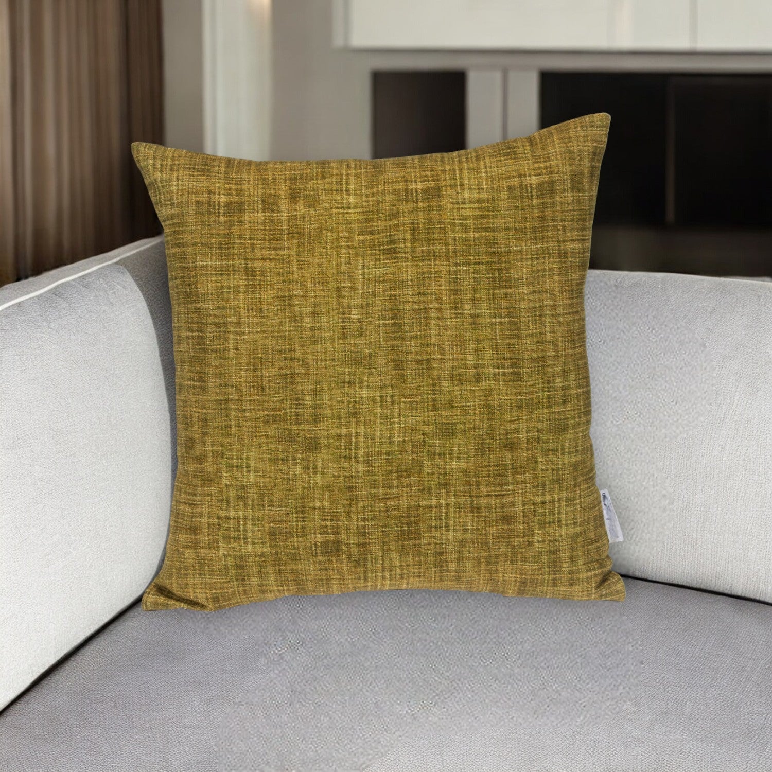 18" Green Weave Cotton Throw Pillow