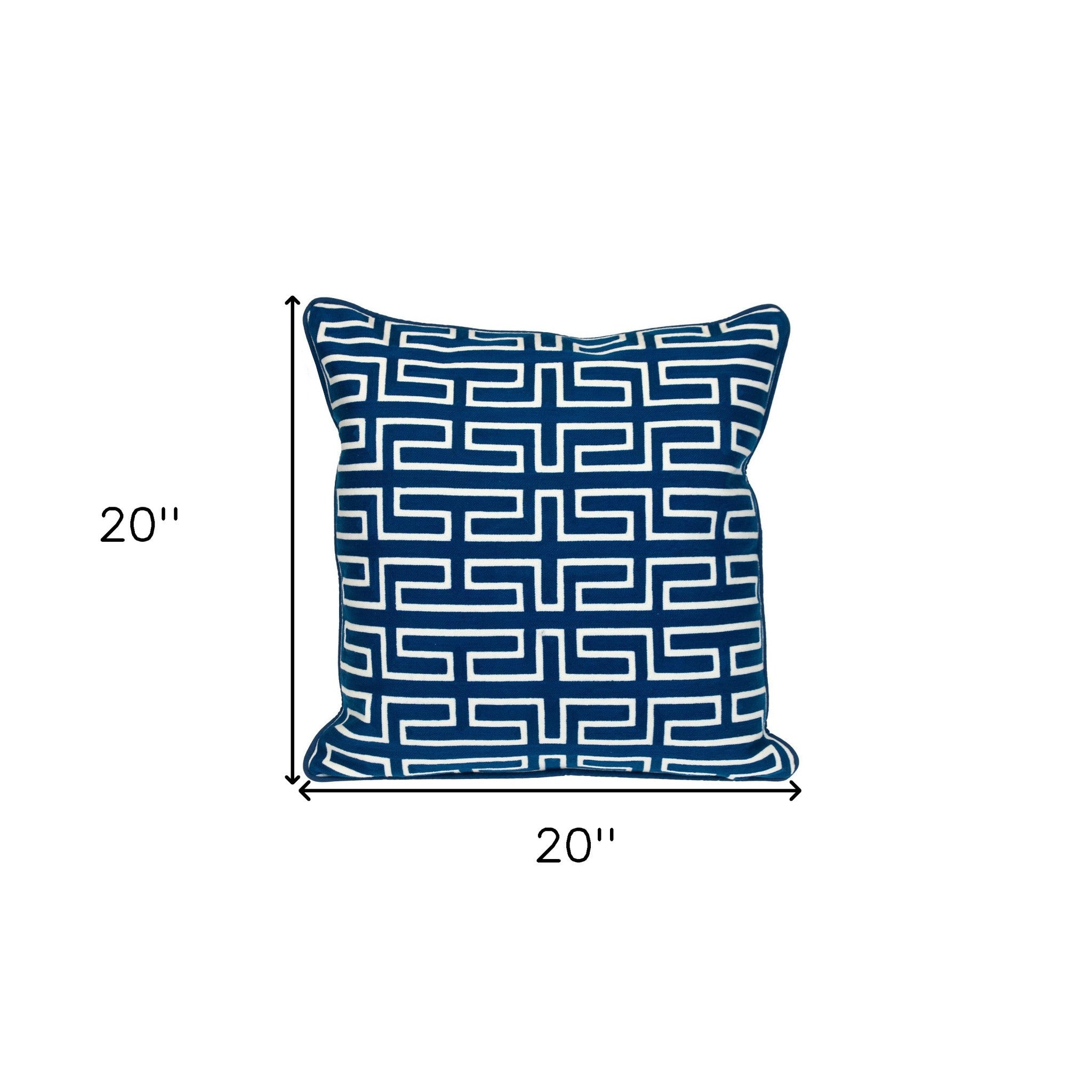 20" Blue Geometric Cotton Throw Pillow