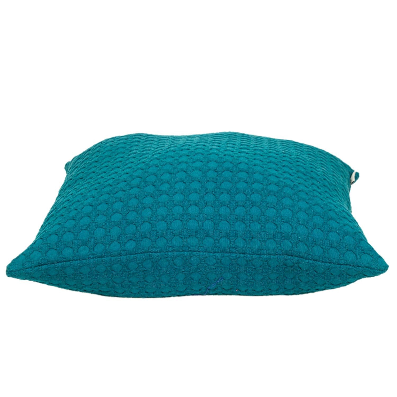 20" Blue Cotton Throw Pillow With Texture