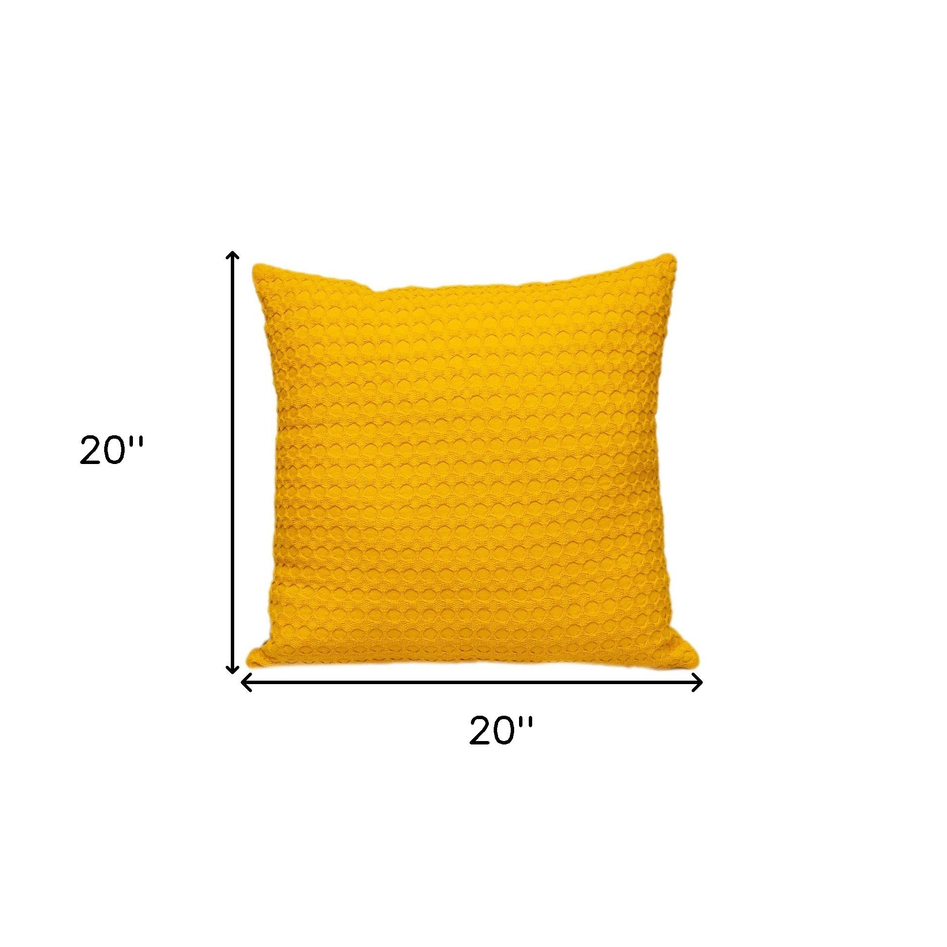 20" Yellow Cotton Throw Pillow With Texture