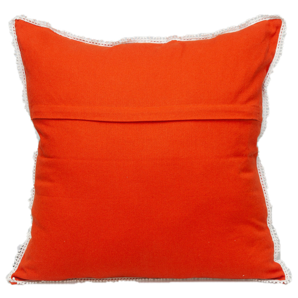 20" Orange Cotton Throw Pillow