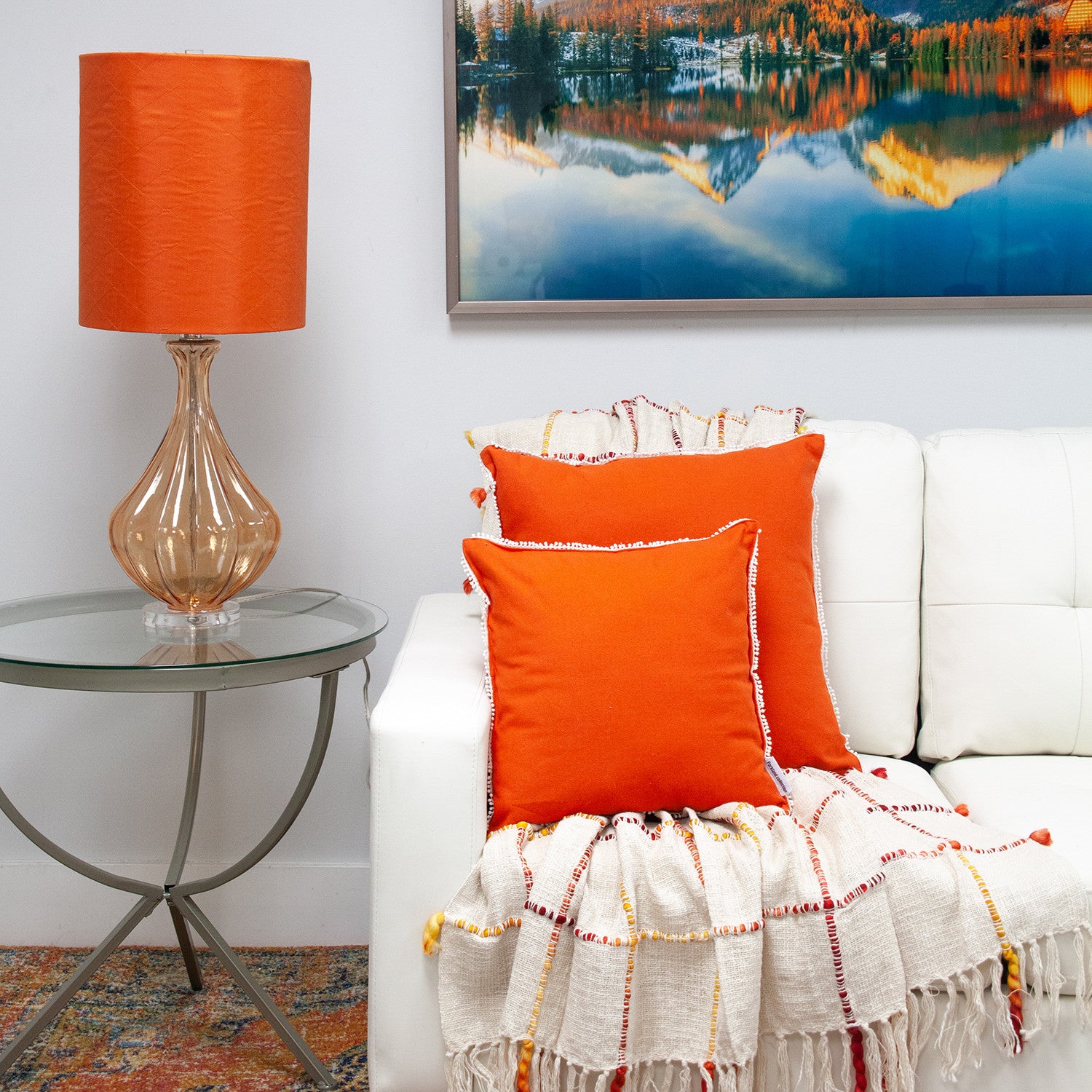 20" Orange Cotton Throw Pillow