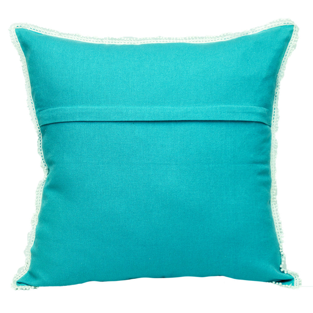 20" Blue Cotton Throw Pillow