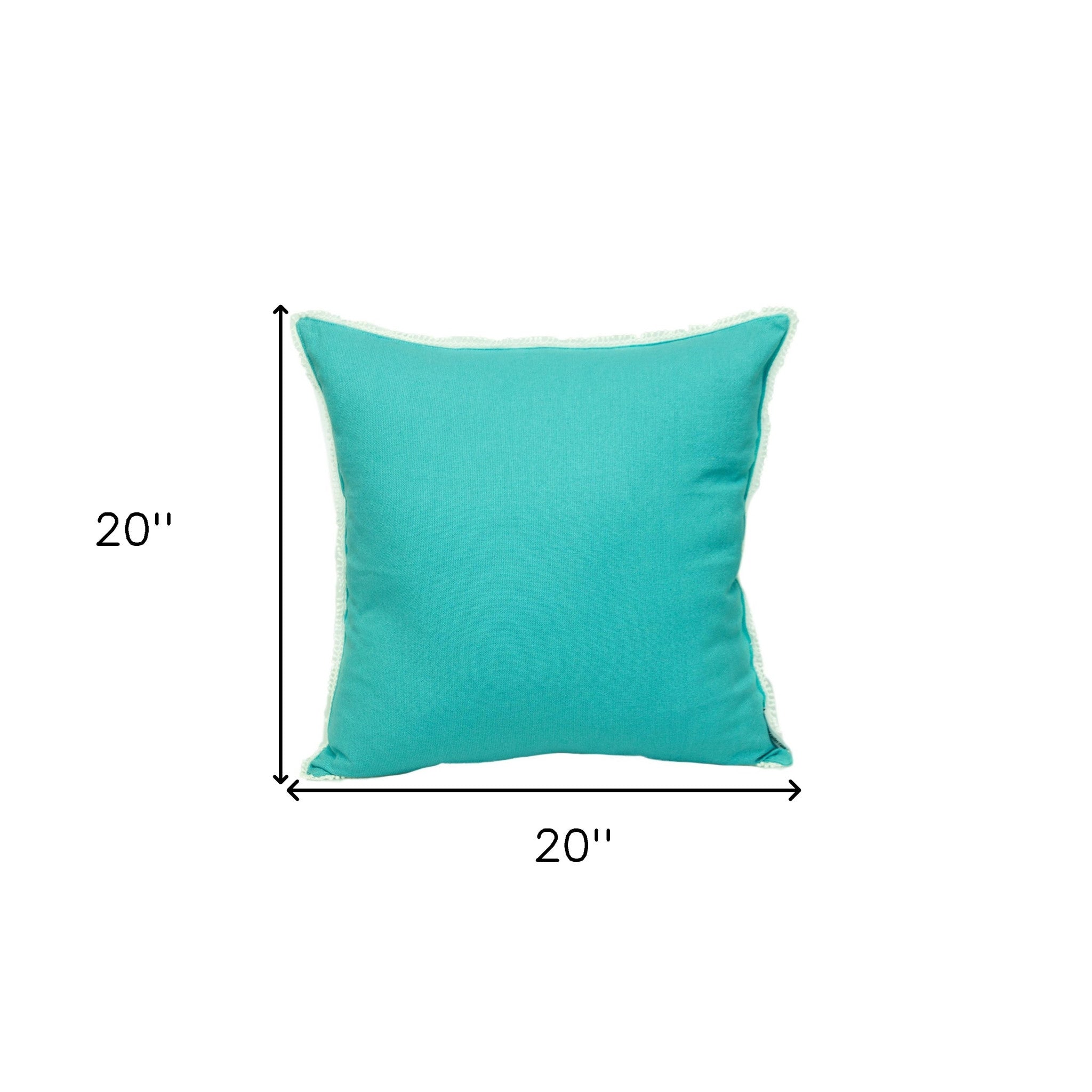 20" Blue Cotton Throw Pillow