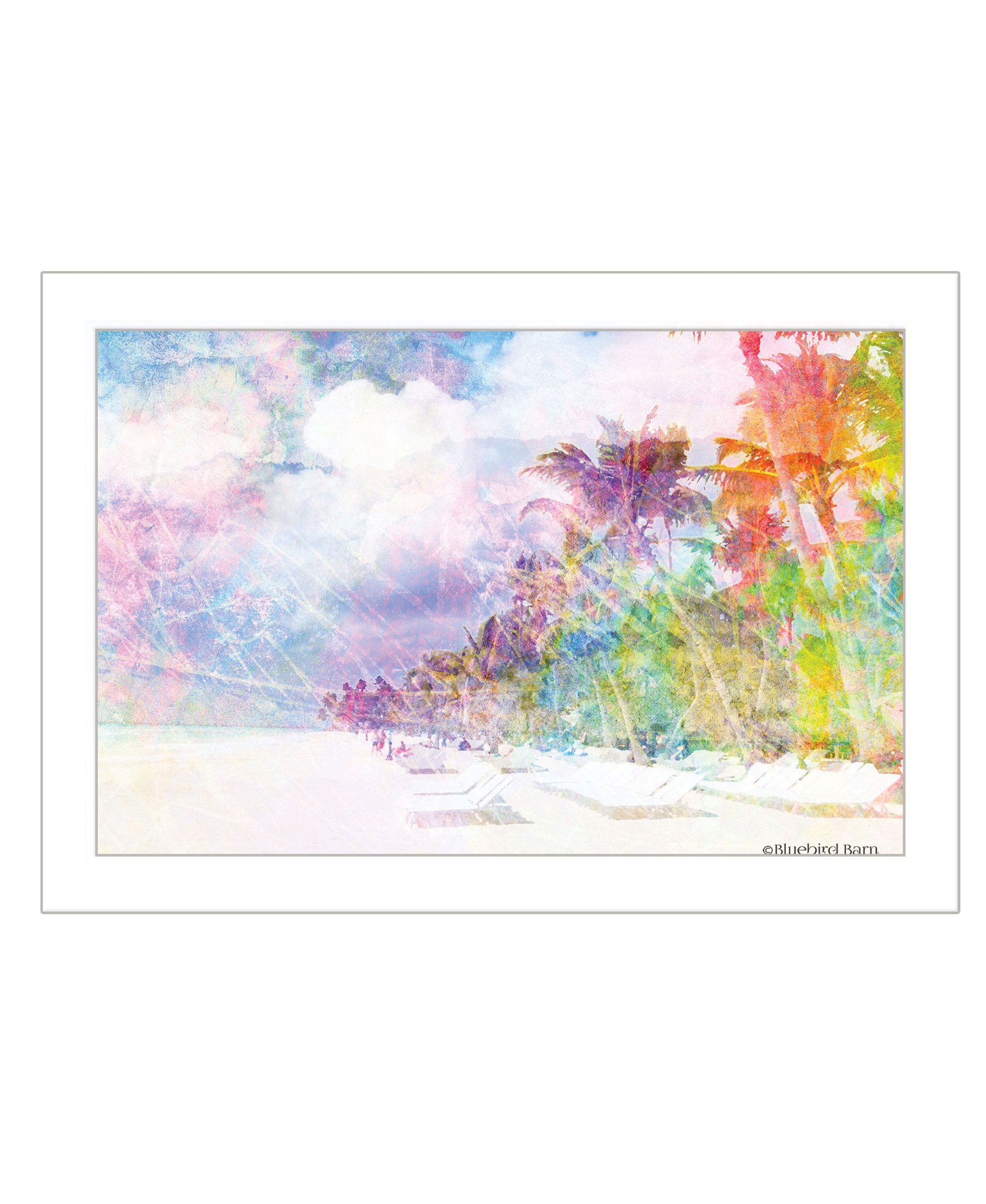 Rainbow Colors on the Coast White Framed Print Wall Art