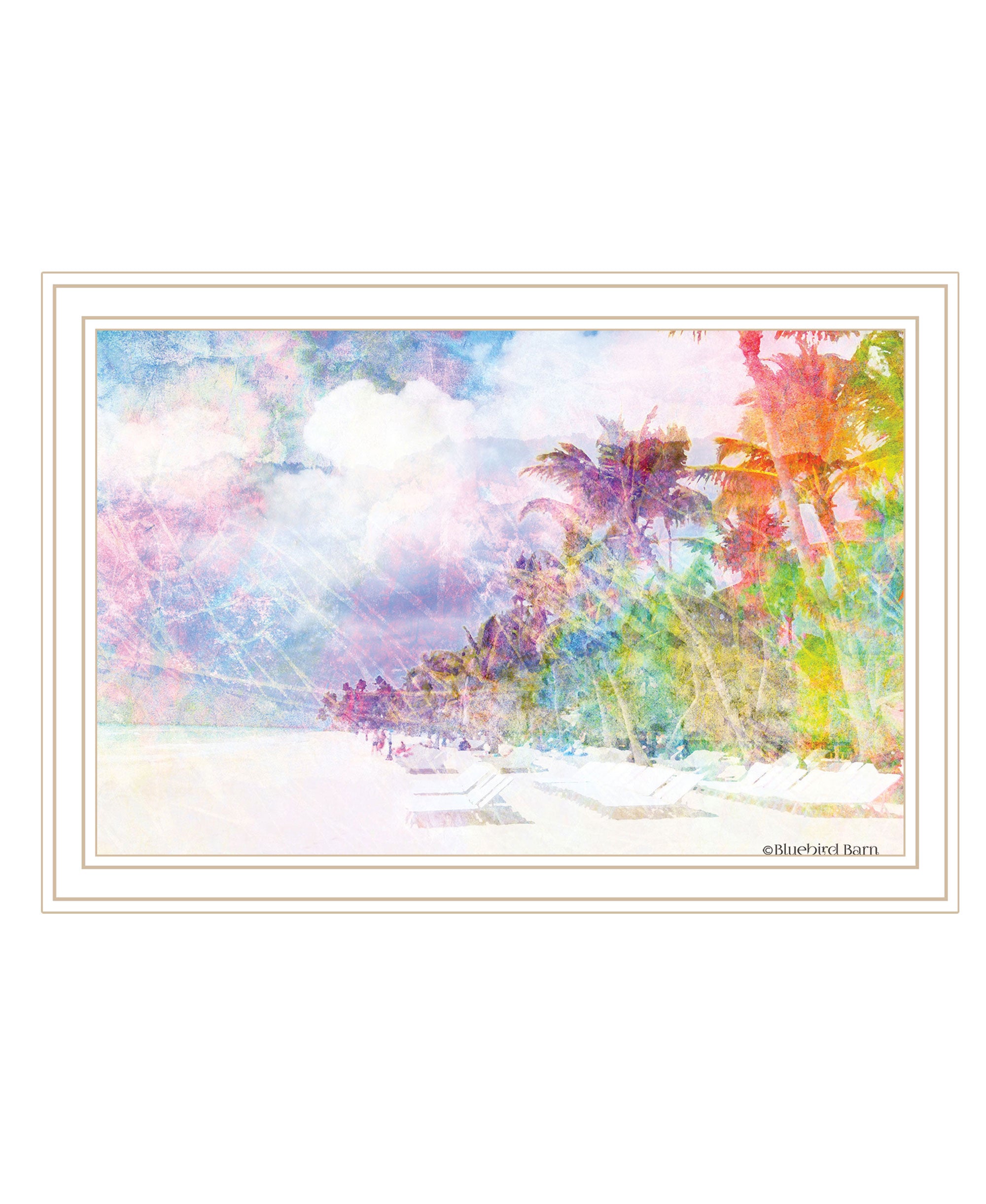 Rainbow Colors on the Coast White Framed Print Wall Art