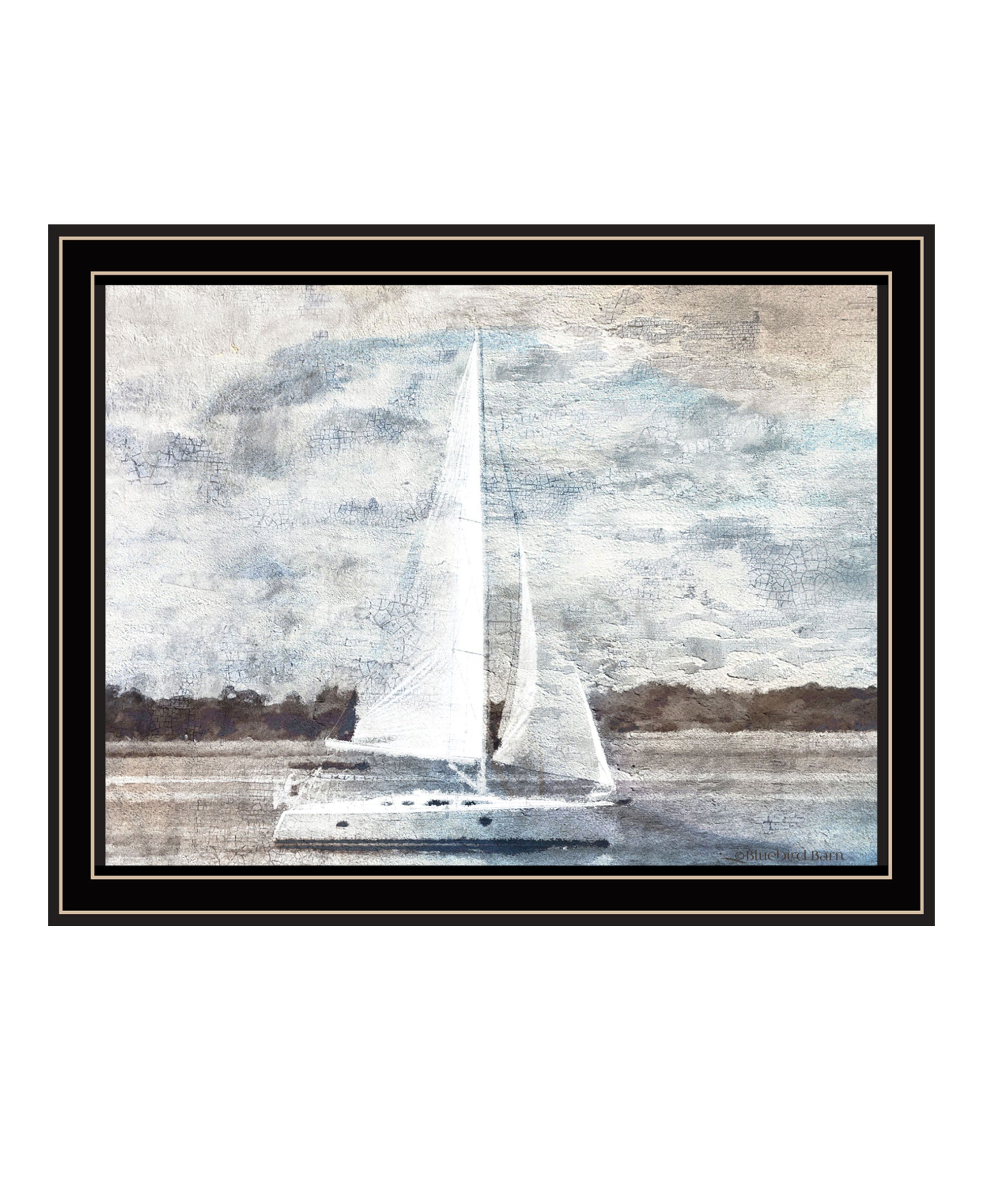 Sailboat on Water Black Framed Print Wall Art