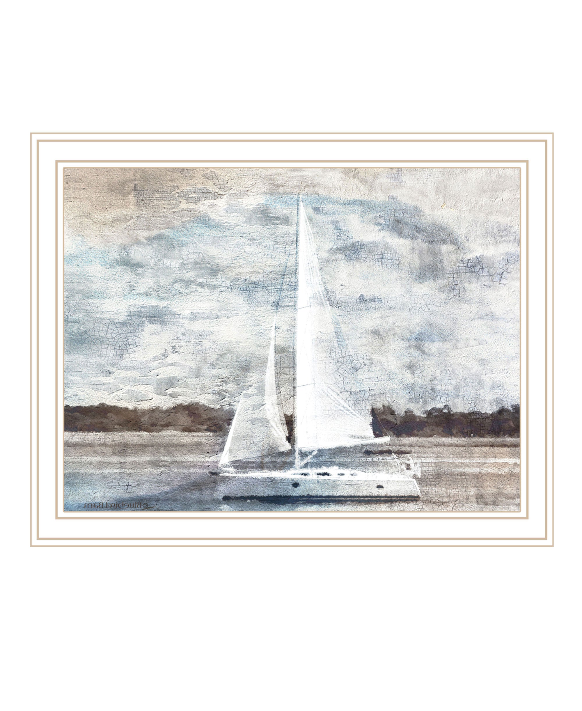 Sailboat on Water White Framed Print Wall Art