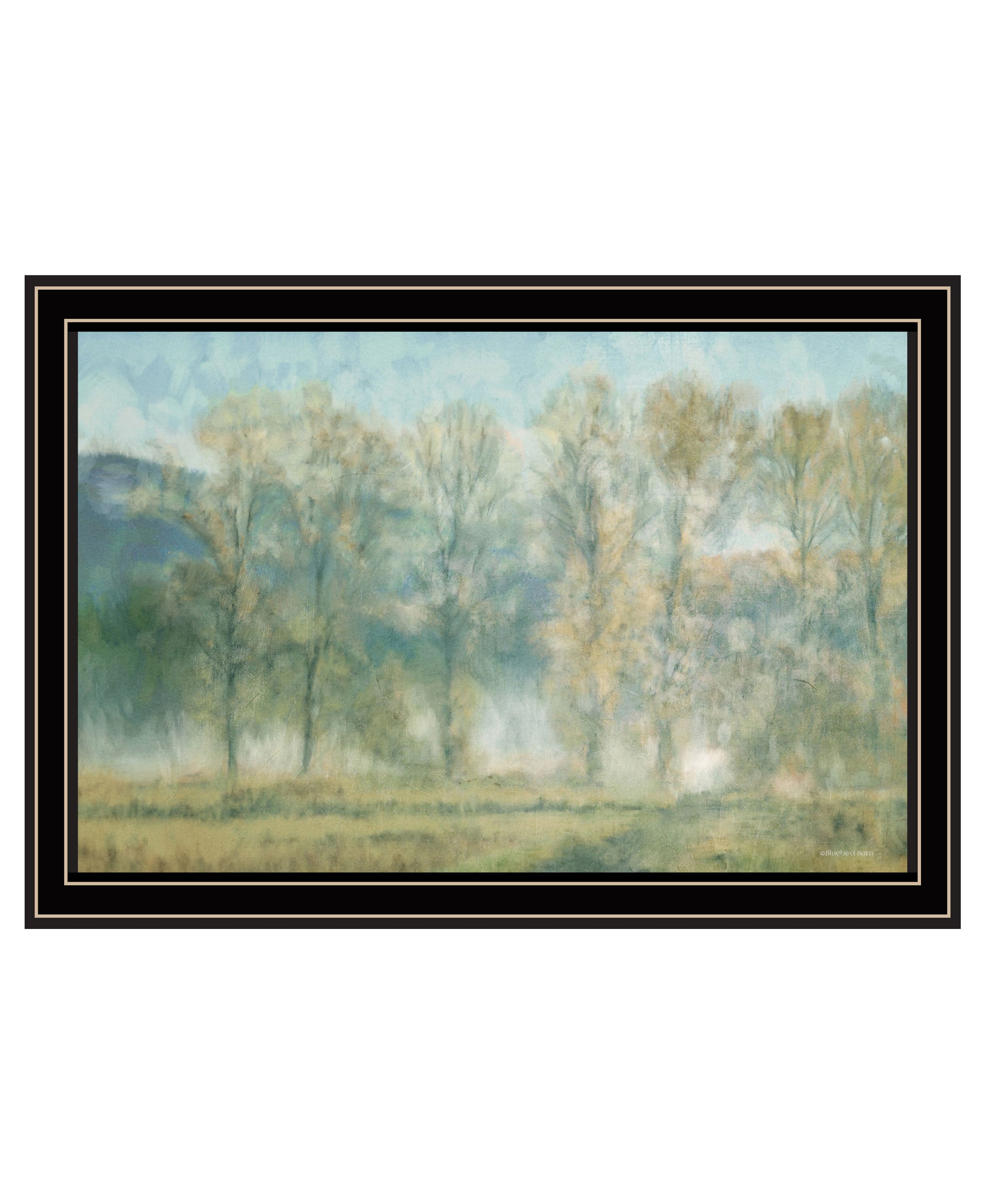 Peaceful Tree Line Black Framed Print Wall Art