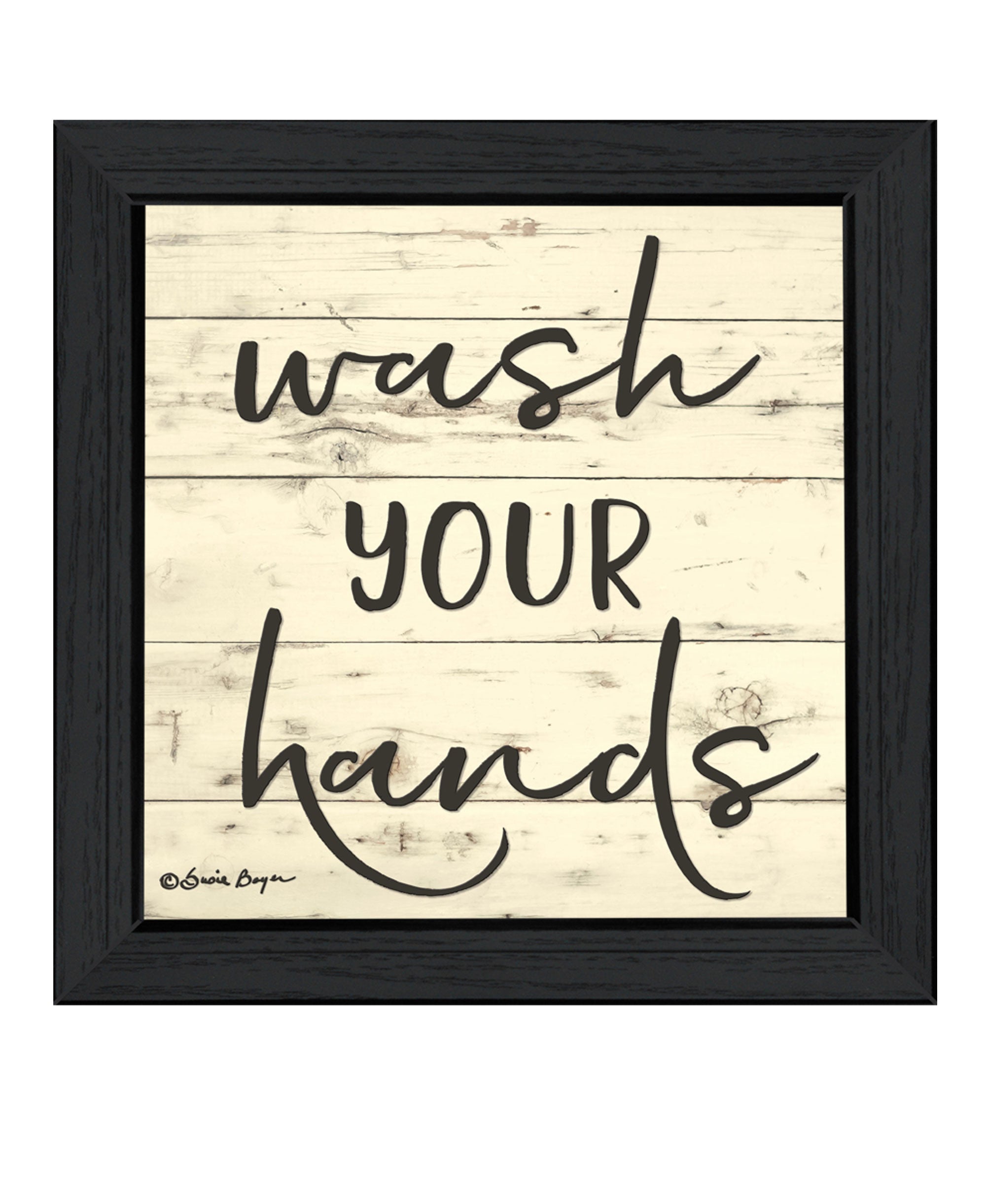 Wash Your Hands Black Framed Print Bathroom Wall Art