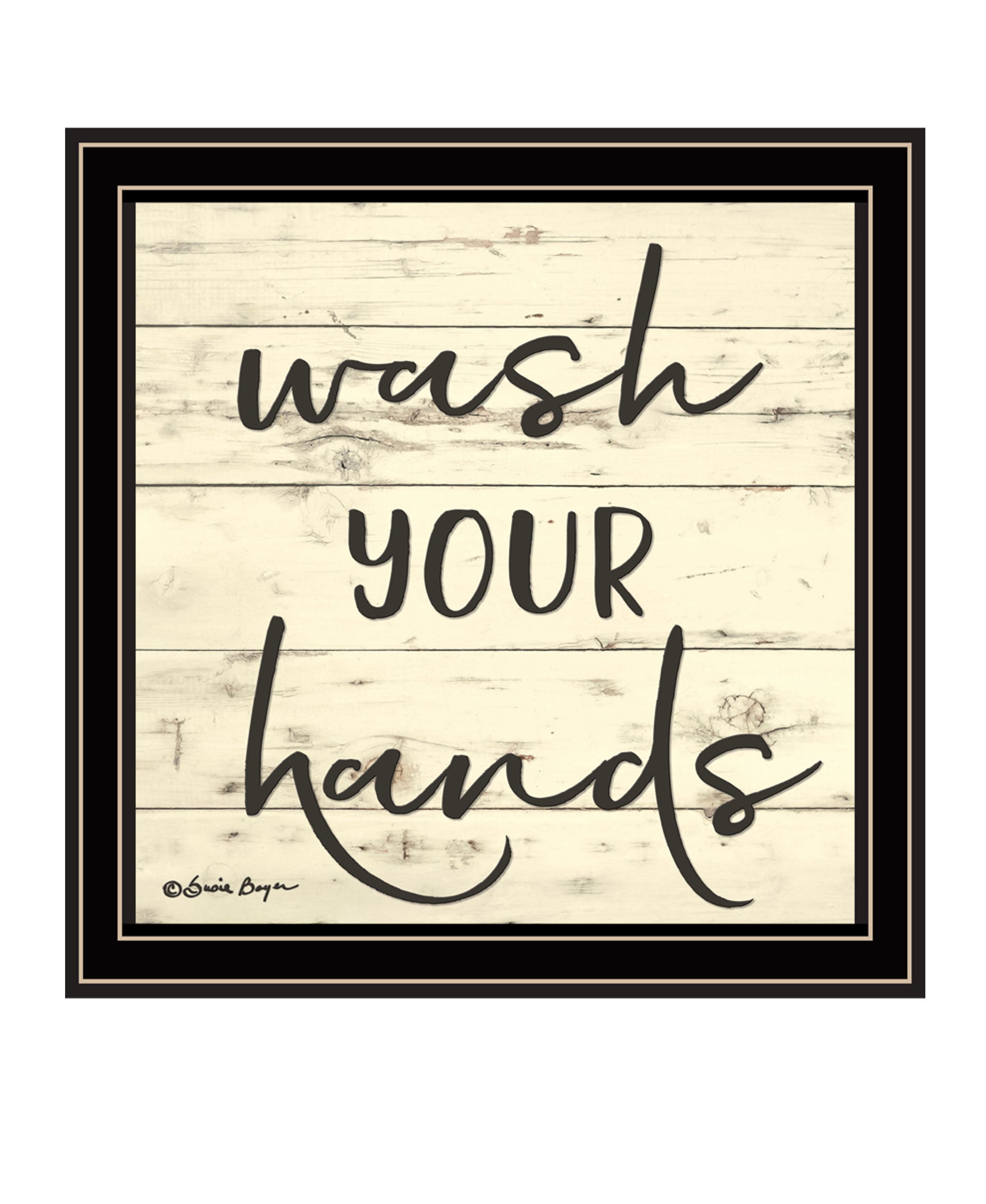 Wash Your Hands Black Framed Print Bathroom Wall Art