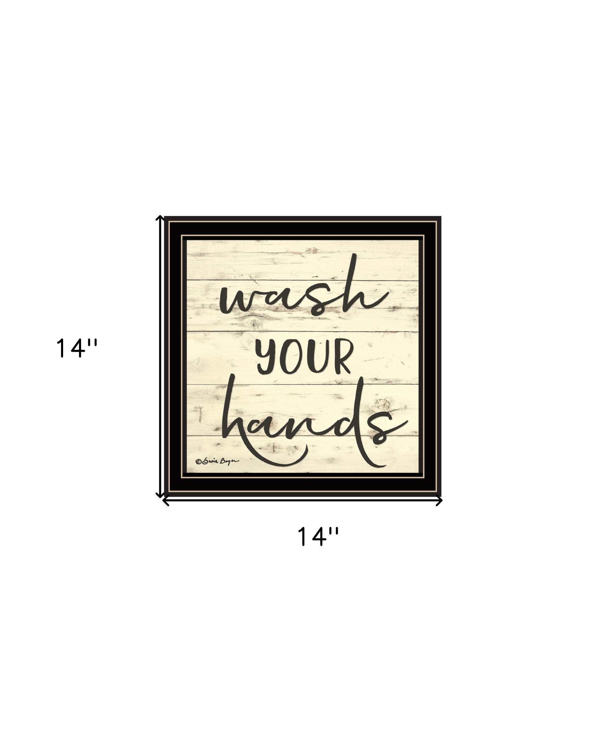 Wash Your Hands Black Framed Print Bathroom Wall Art