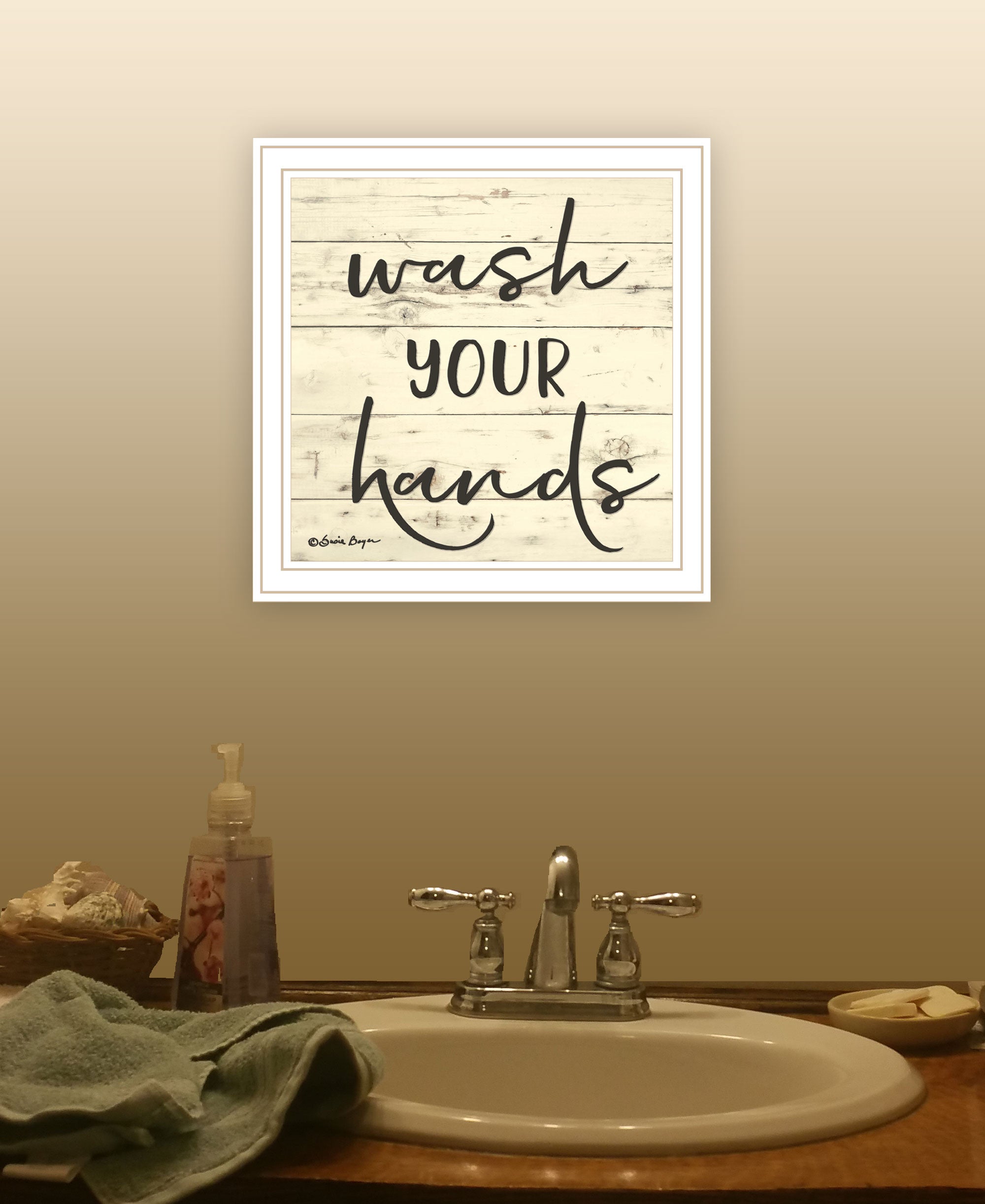 Wash Your Hands Black Framed Print Bathroom Wall Art