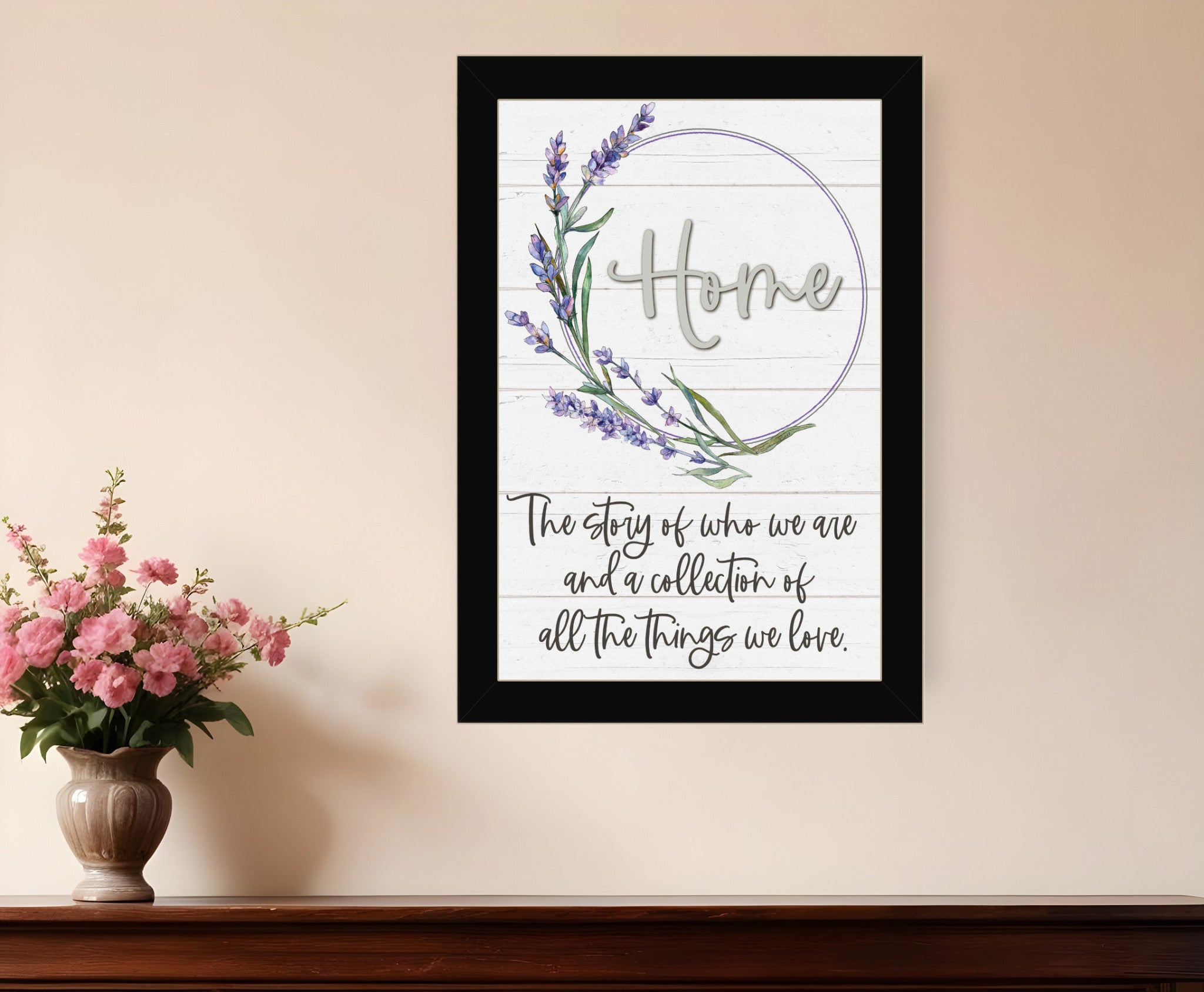 Home a Circle of Love Black Framed Print Wall Art