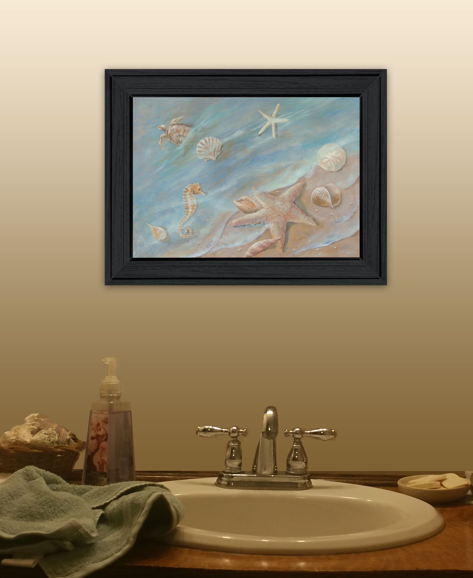 Seashore Star Black Framed Print Wall Art