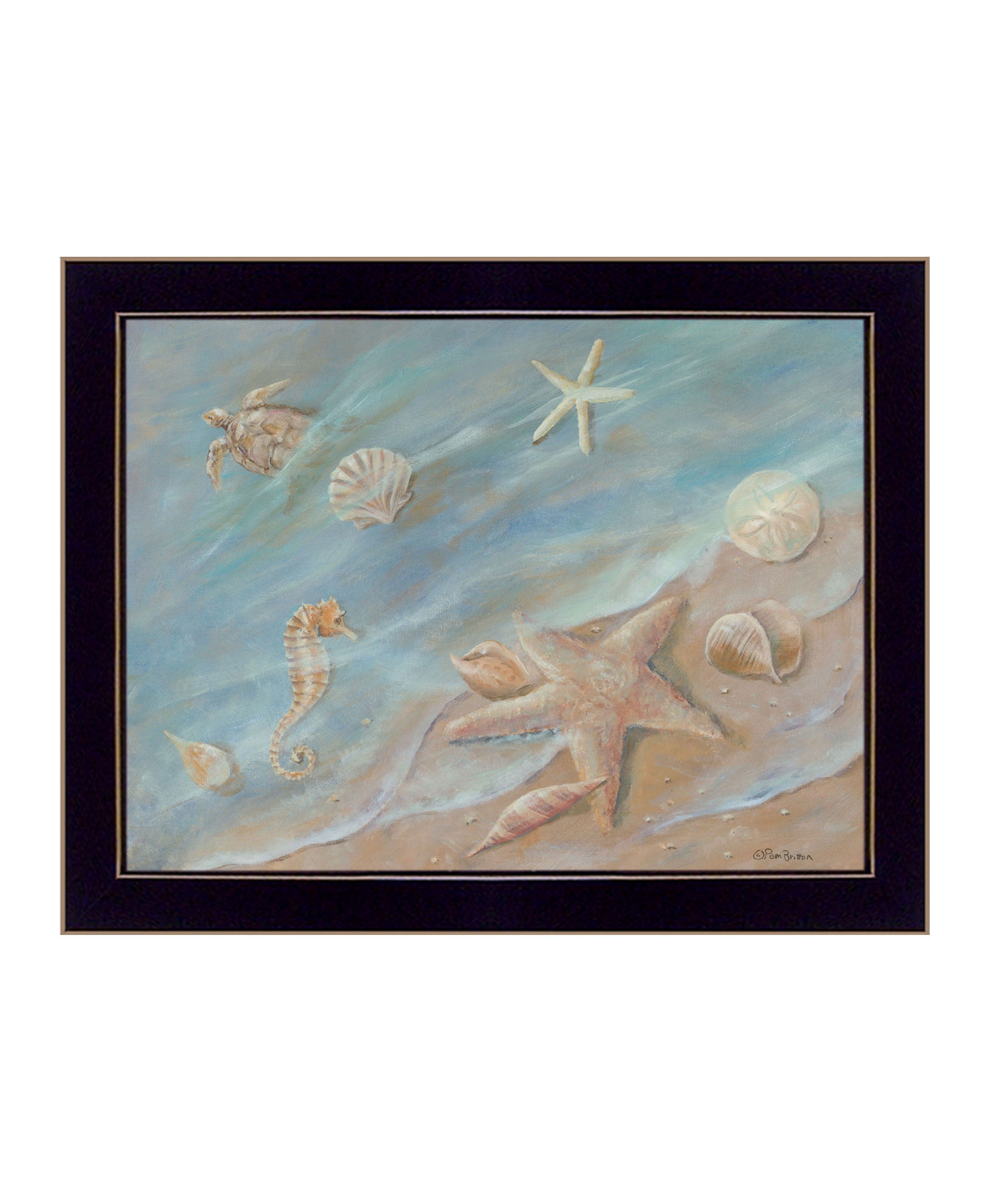 Seashore Star Black Framed Print Wall Art