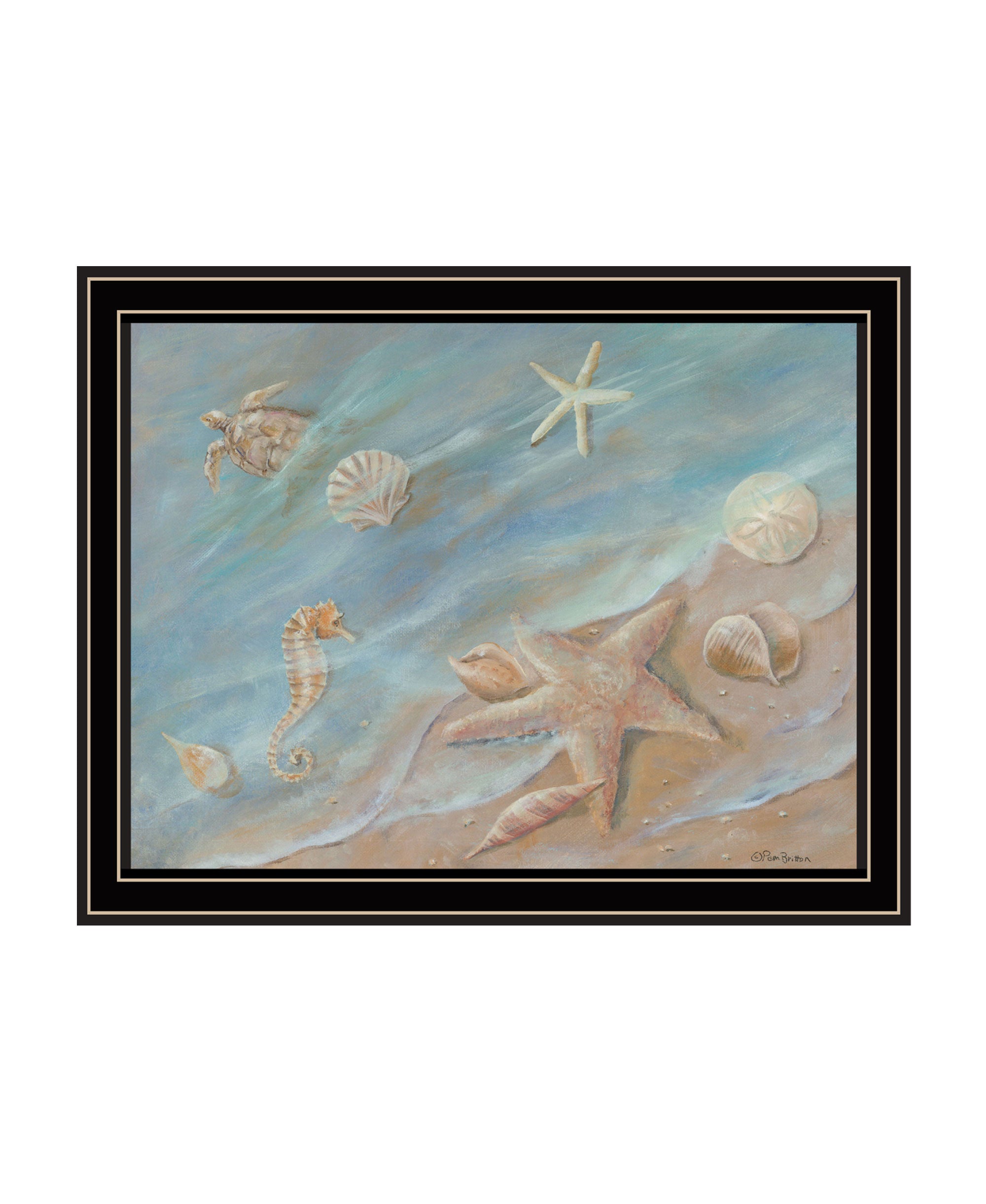 Seashore Star Black Framed Print Wall Art