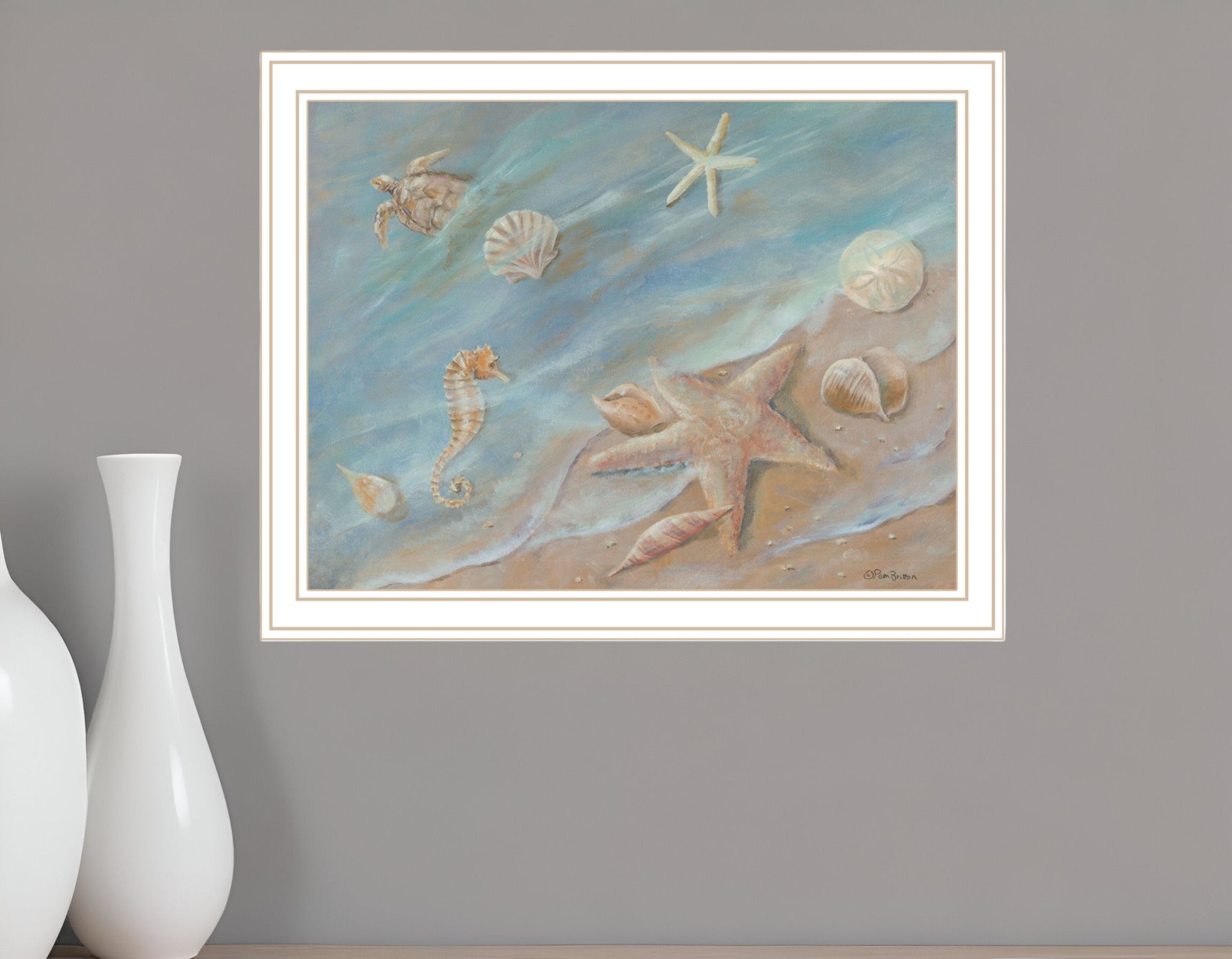 Seashore Star Black Framed Print Wall Art