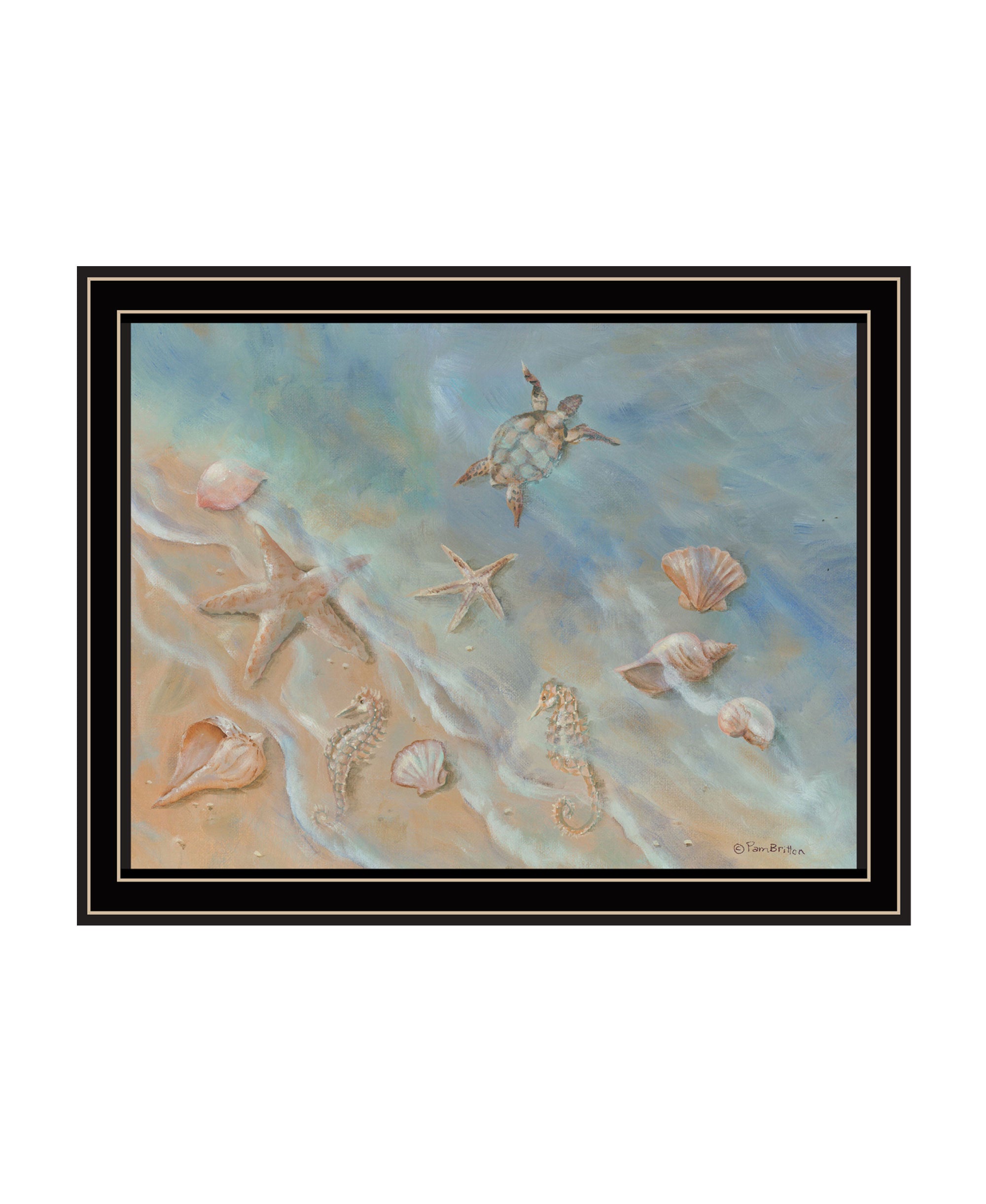 Seashore Star Black Framed Print Wall Art