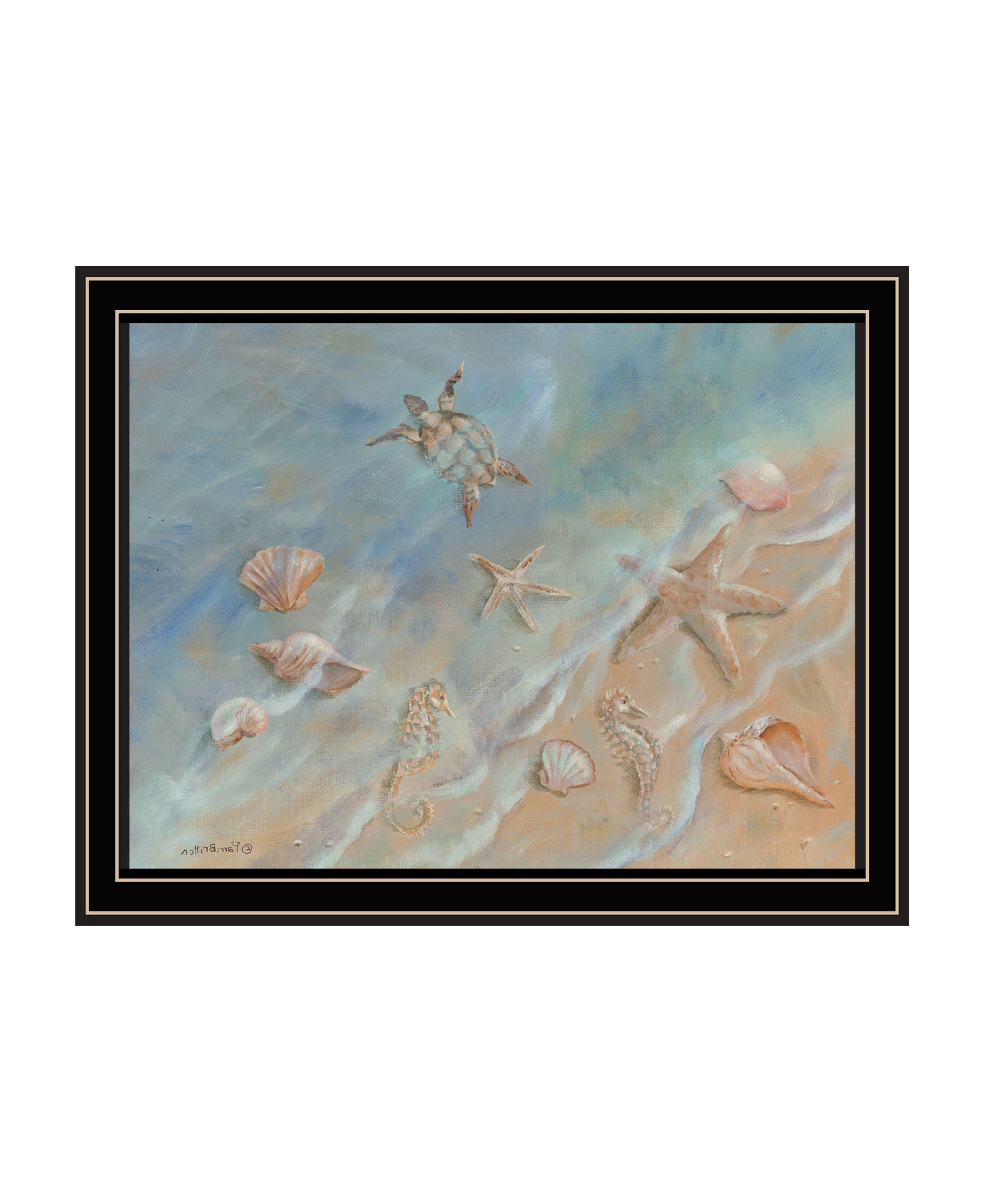 Seashore Star Black Framed Print Wall Art