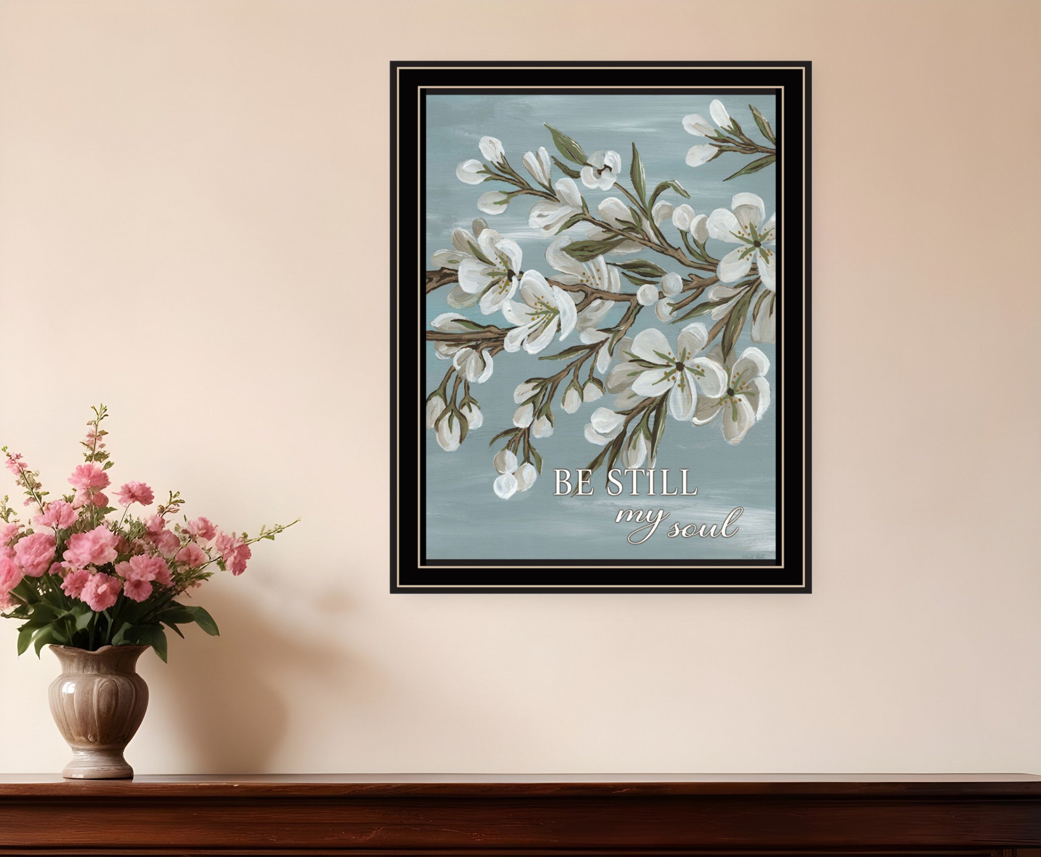 Spring Be Still Black Framed Print Wall Art