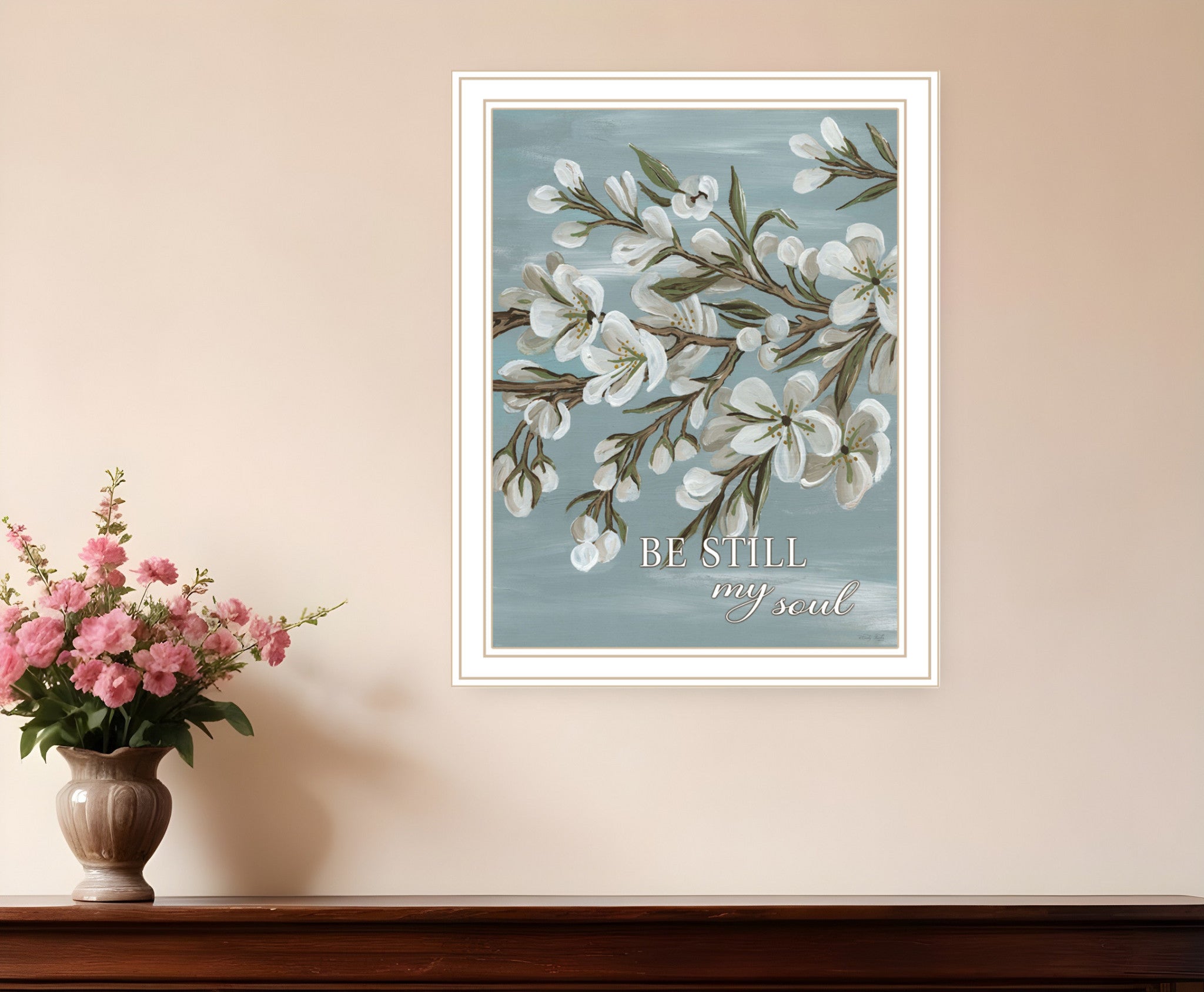 Spring Be Still Black Framed Print Wall Art