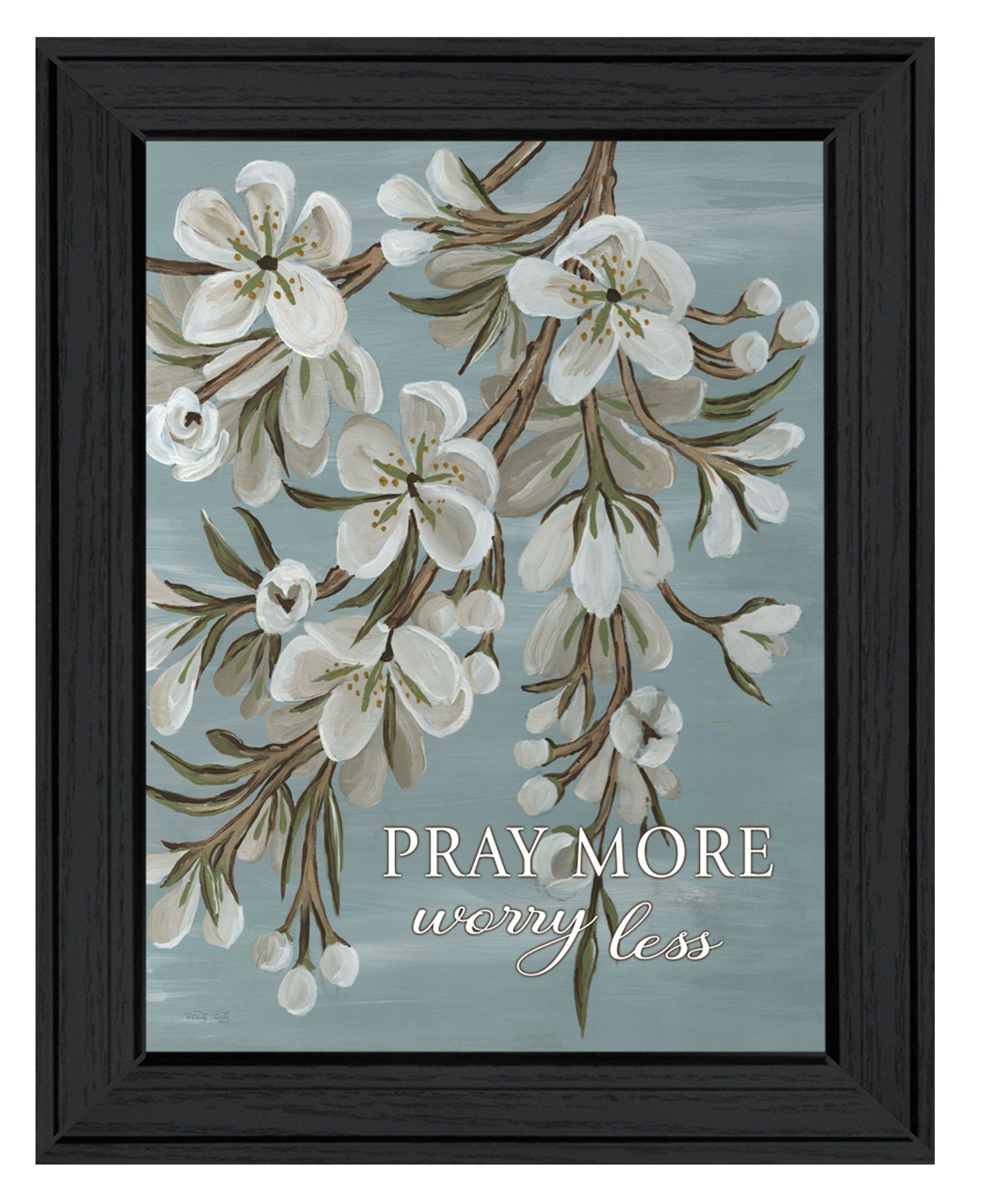 Pray More Worry Less Black Framed Print Wall Art