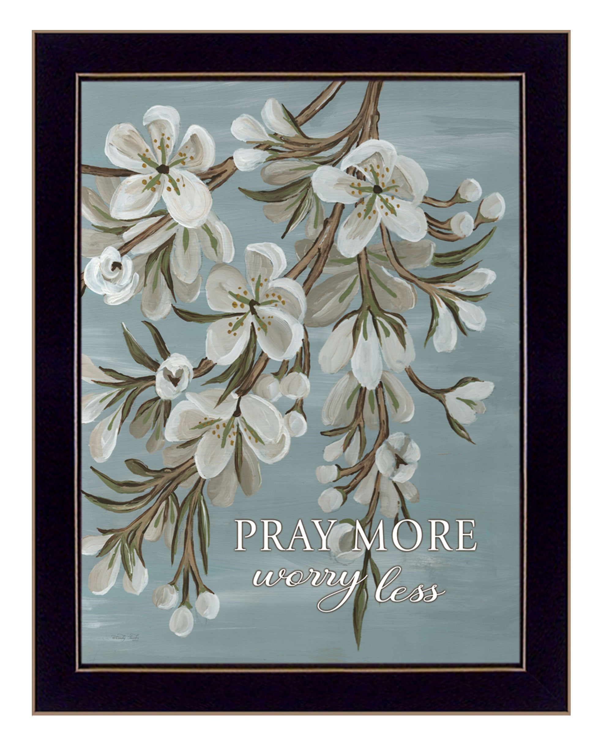 Pray More Worry Less Black Framed Print Wall Art