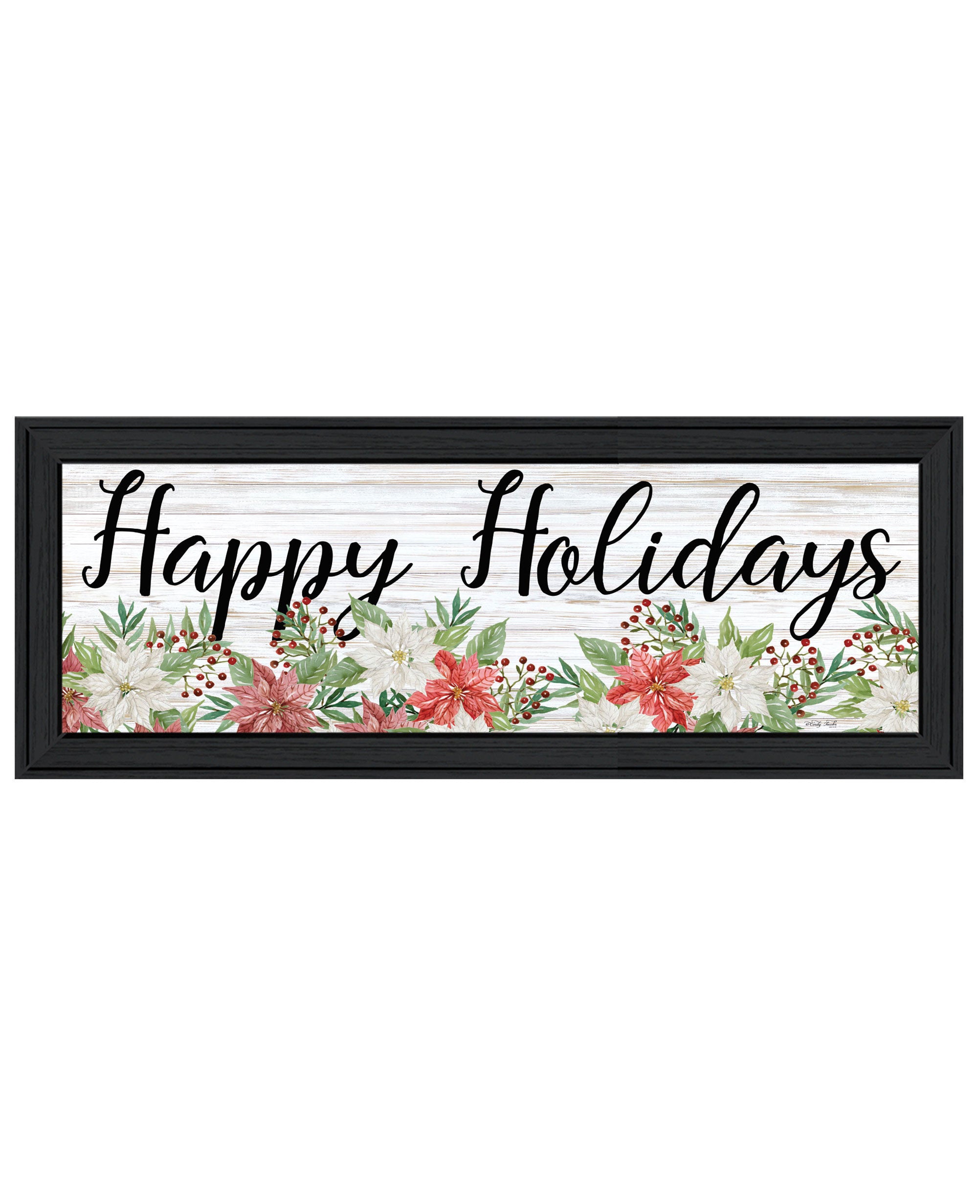 Happy Holiday Black Framed Print Wall Art