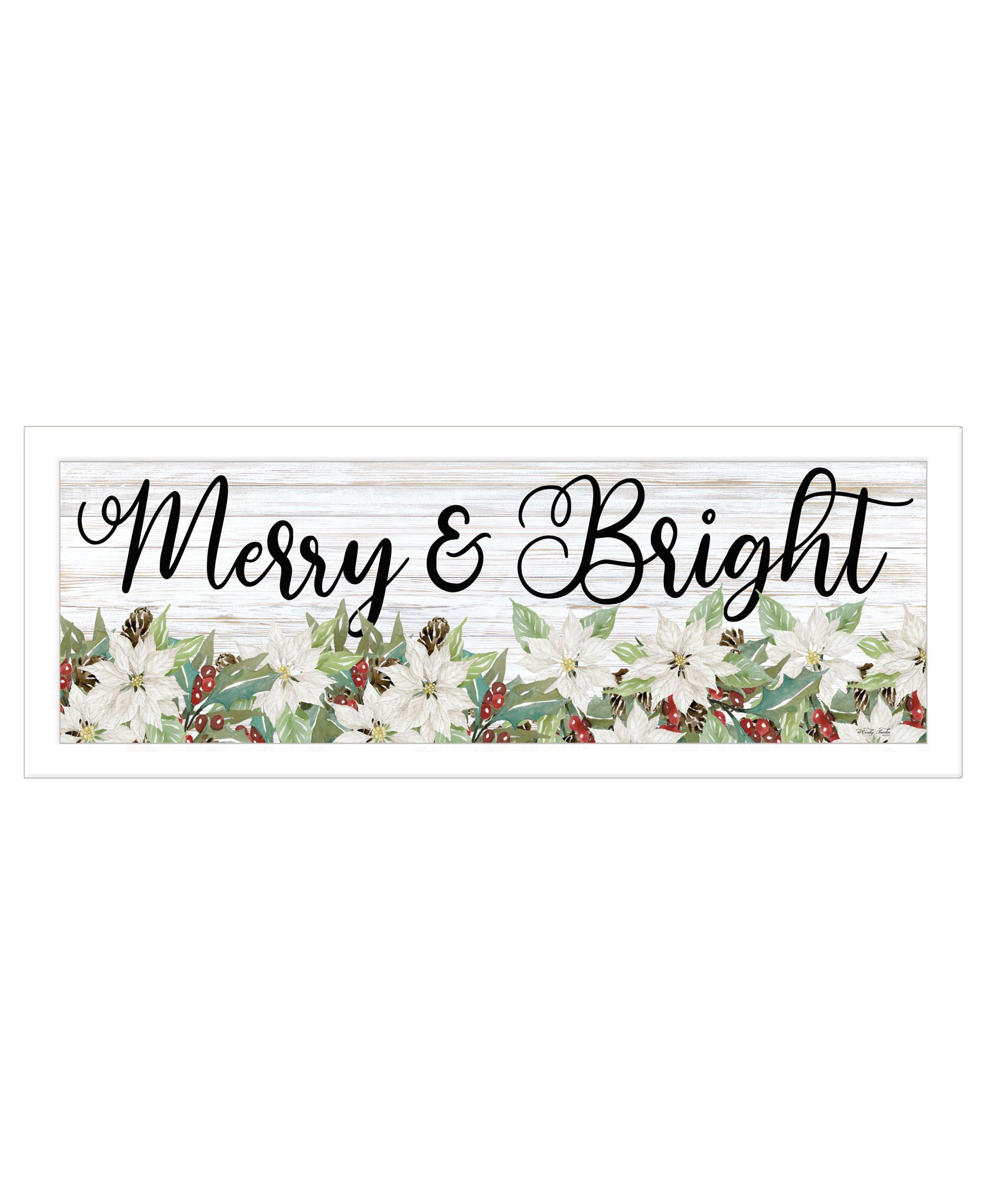 Merry and Bright White Framed Print Wall Art