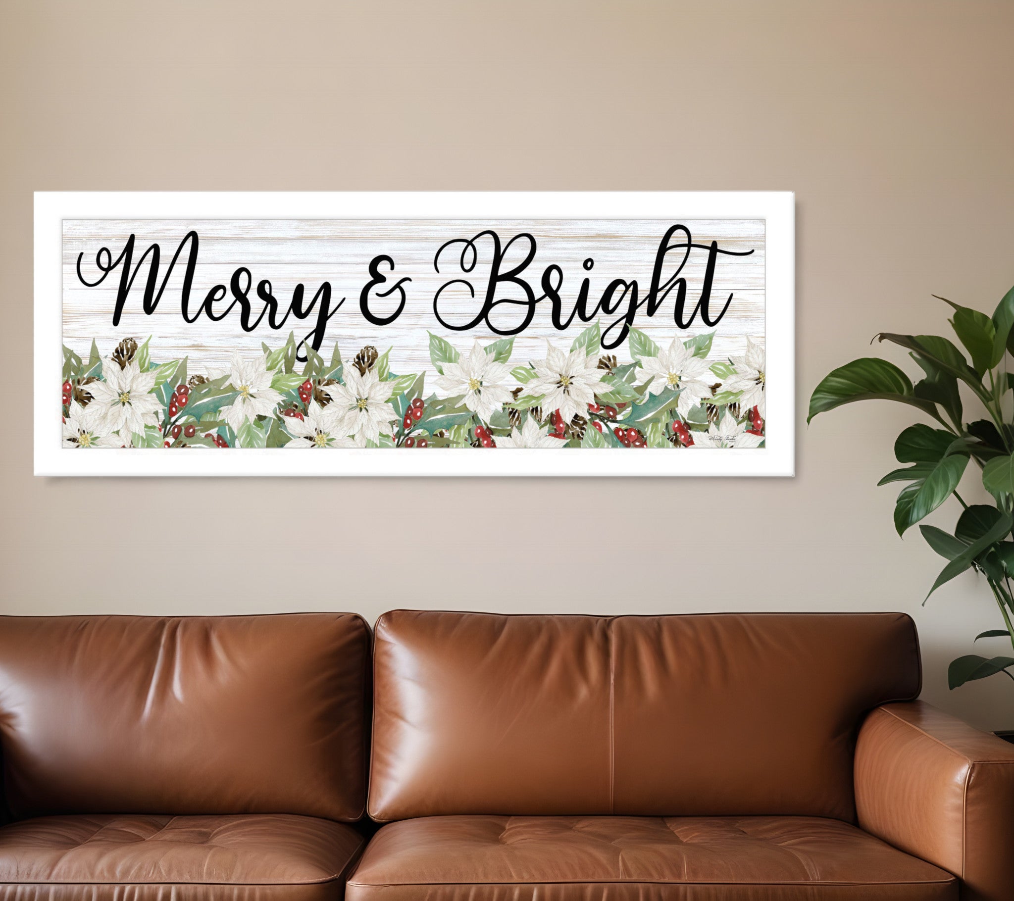 Merry and Bright White Framed Print Wall Art