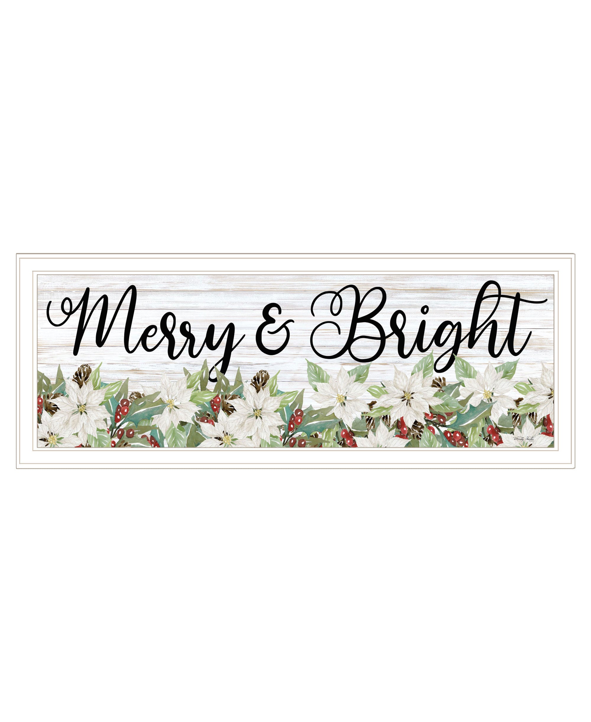 Merry and Bright White Framed Print Wall Art